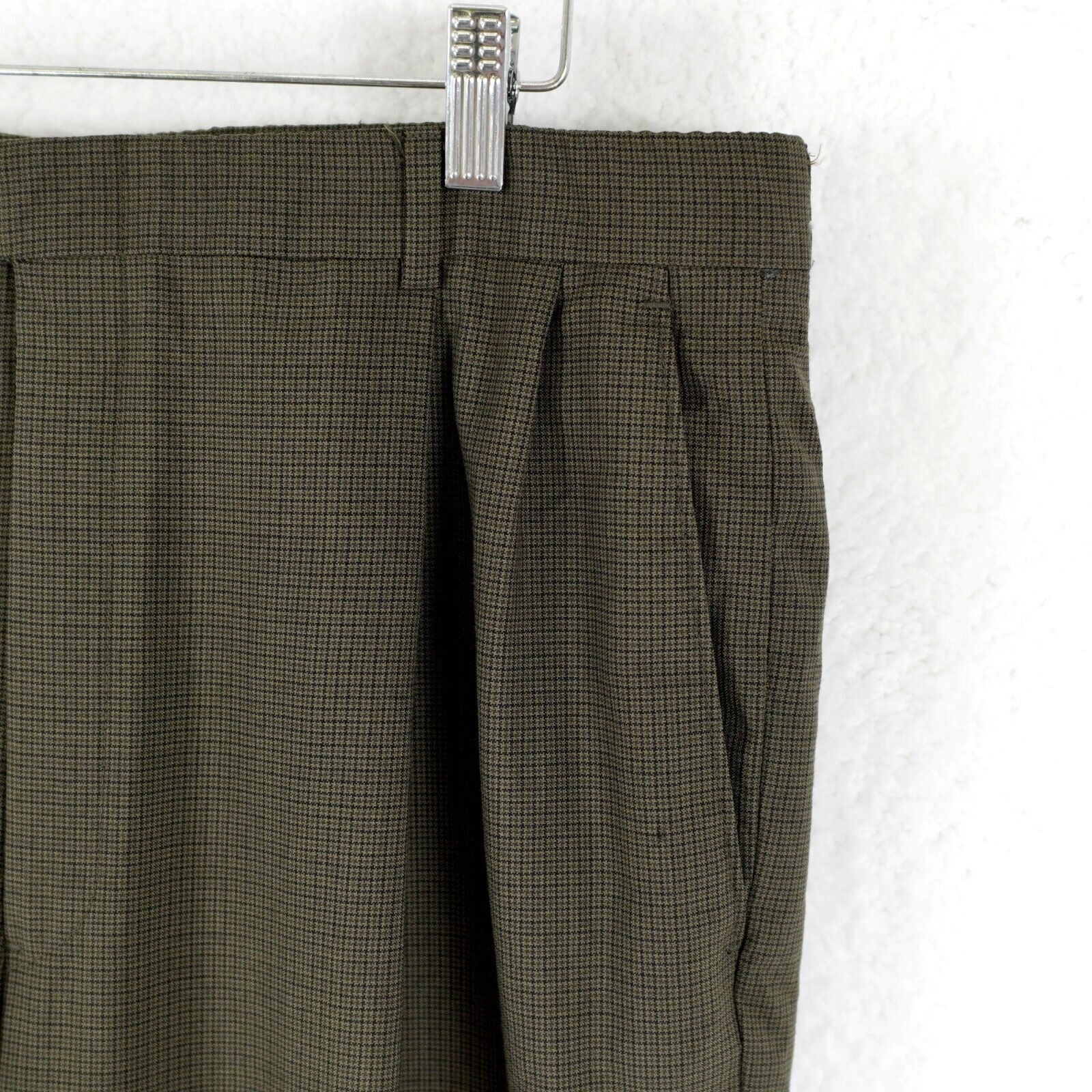 Hart Schaffner Marx Hart Schaffner Marx Wool Green Star Check Pleated Cuffed Dre Size 34R - 4 Thumbnail