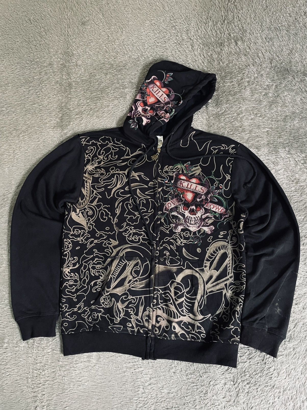 Ed Hardy Y2k 00’s Ed hardy tatoos zipper hoodie Size US XL / EU 56 / 4 - 1 Thumbnail