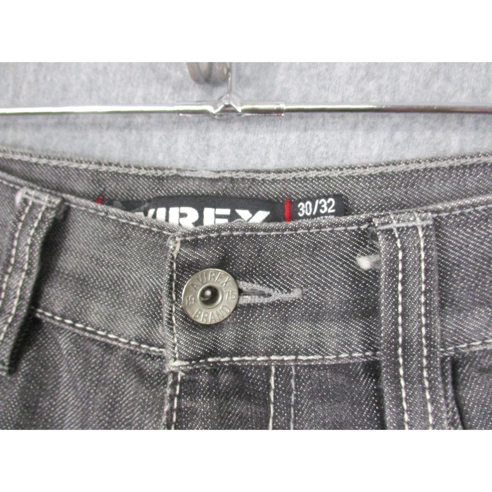 Avirex Avirex Jeans Mens 30x32 Gray Regular Fit Straight Leg Embroidered Pockets Denim Size US 30 / EU 46 - 7 Thumbnail