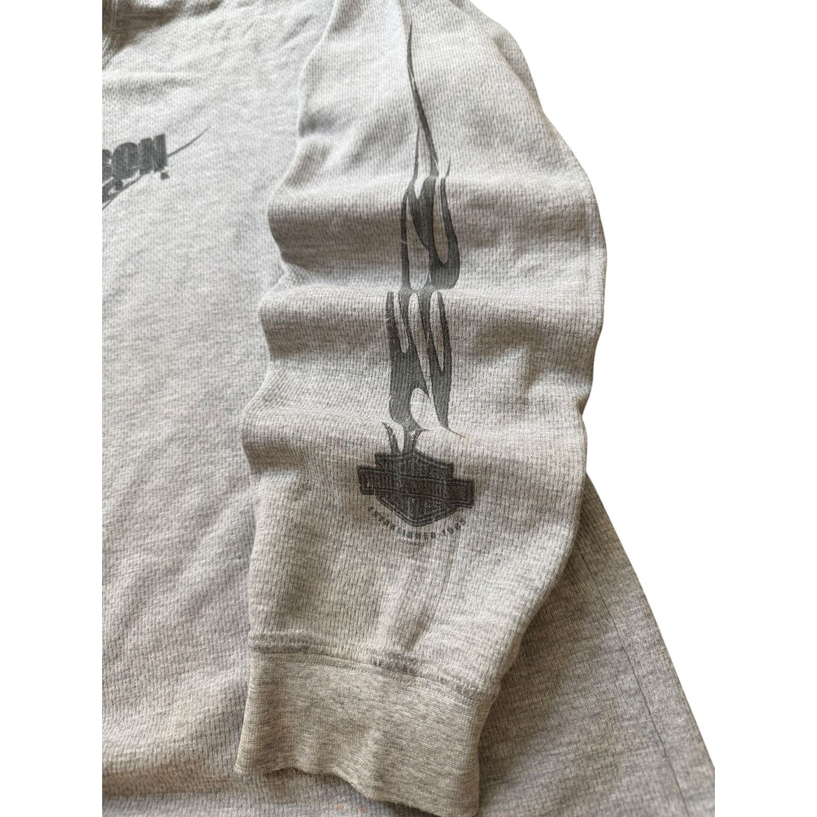 Harley Davidson Vintage Faded Harley Davidson Gray Knit Thermal Long Sleeve Size US XXL / EU 58 / 5 - 3 Thumbnail