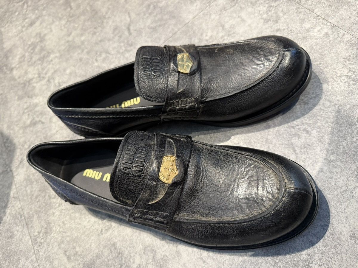 Miu Miu MIU MIU Embellished effect leather penny loafers Size US 12 / IT 42 - 8 Thumbnail