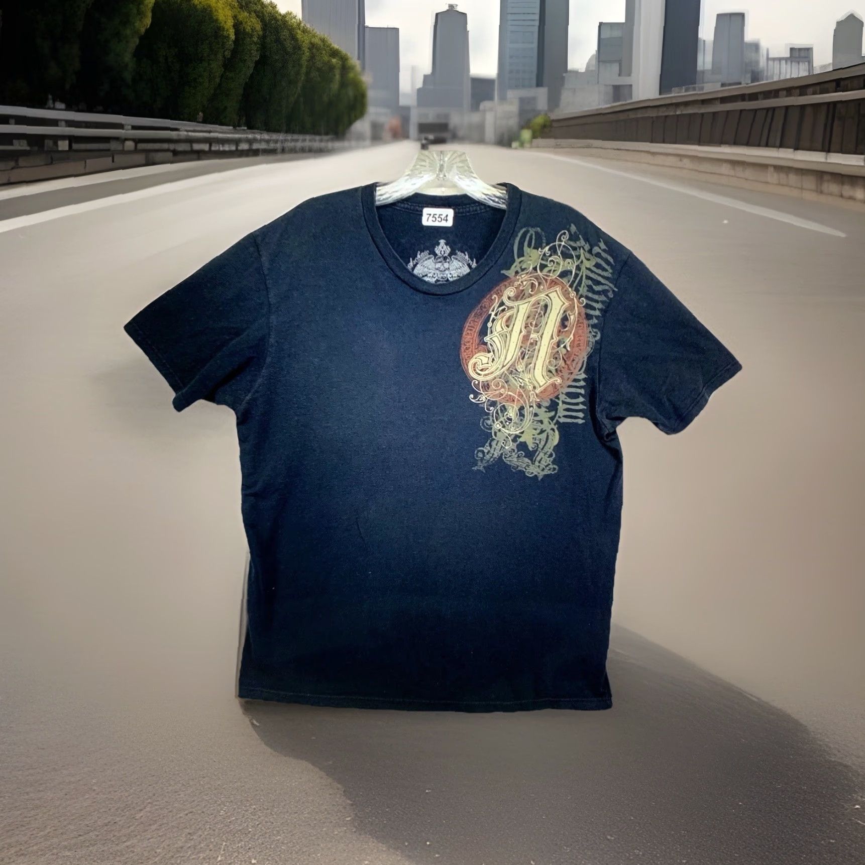 Affliction VINTAGE Affliction Men's T-Shirt Large Black Graphic Print MMA Goth Cyber 2000s Unisex Size US L / EU 52-54 / 3 - 2 Thumbnail