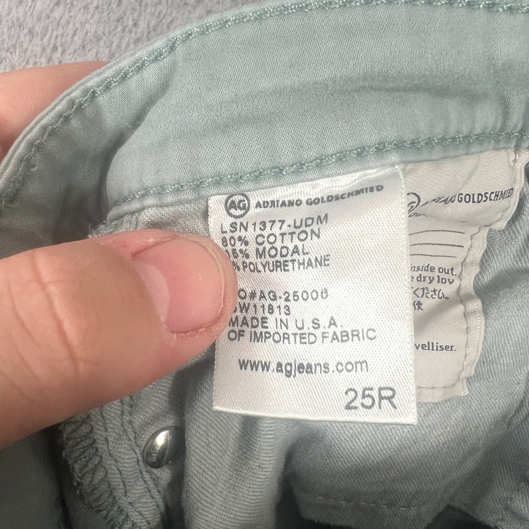 Vintage VINTAGE AG Adriano Goldschmied Pants Womens 25 Regular Mint Green Stevie Ankle Slim Straight Leg Size 42" / US 20 - 7 Thumbnail