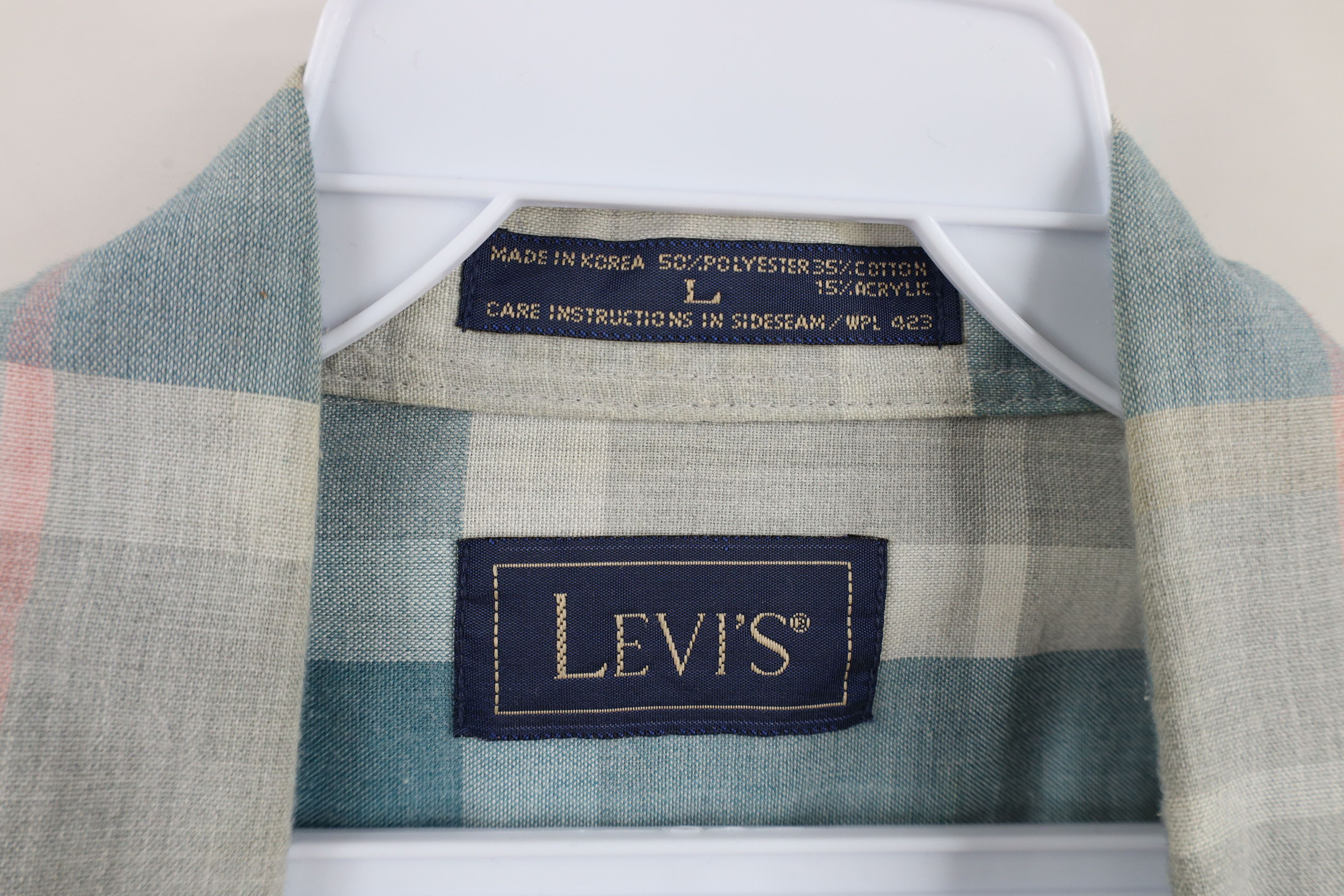 Levi's × Vintage Vintage 80s 90s Levis Distressed Pastel Button Down Shirt Size US L / EU 52-54 / 3 - 5 Thumbnail