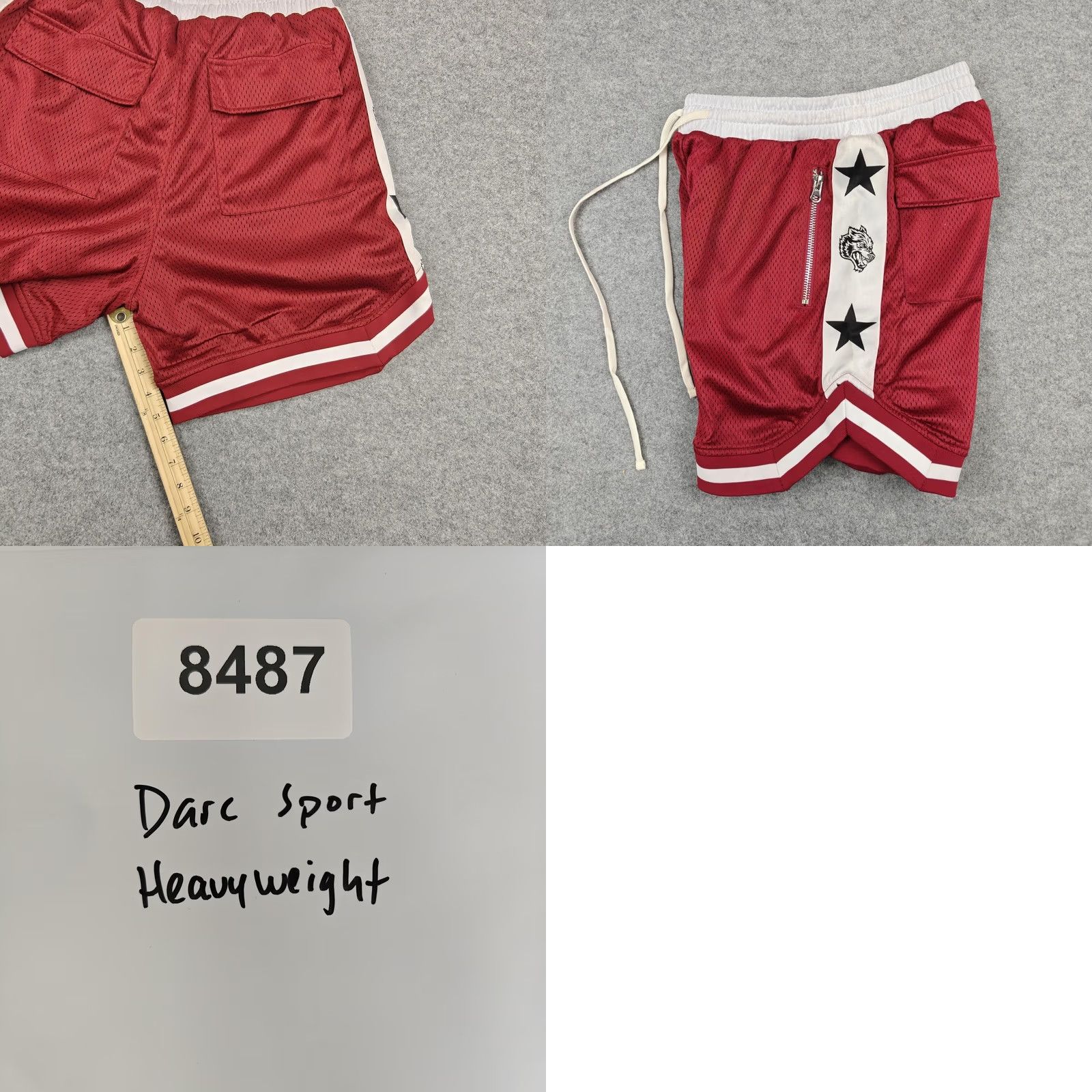 Darc Sport Darc Sport Wolf Basketball Shorts Mens Medium Maroon Zip Pockets New Size US 31 - 8 Thumbnail
