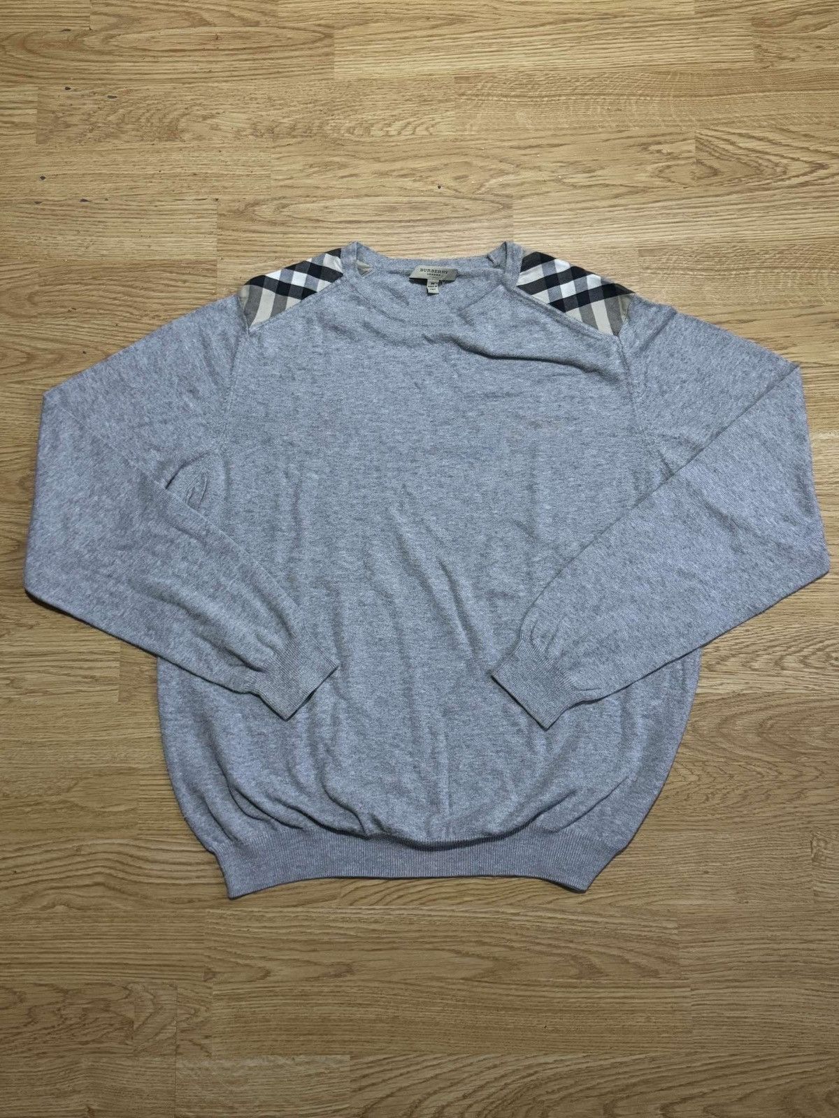 Burberry Vintage Burberry Grey Sweater with Tartan Details, Size M Size US M / EU 48-50 / 2 - 1 Thumbnail