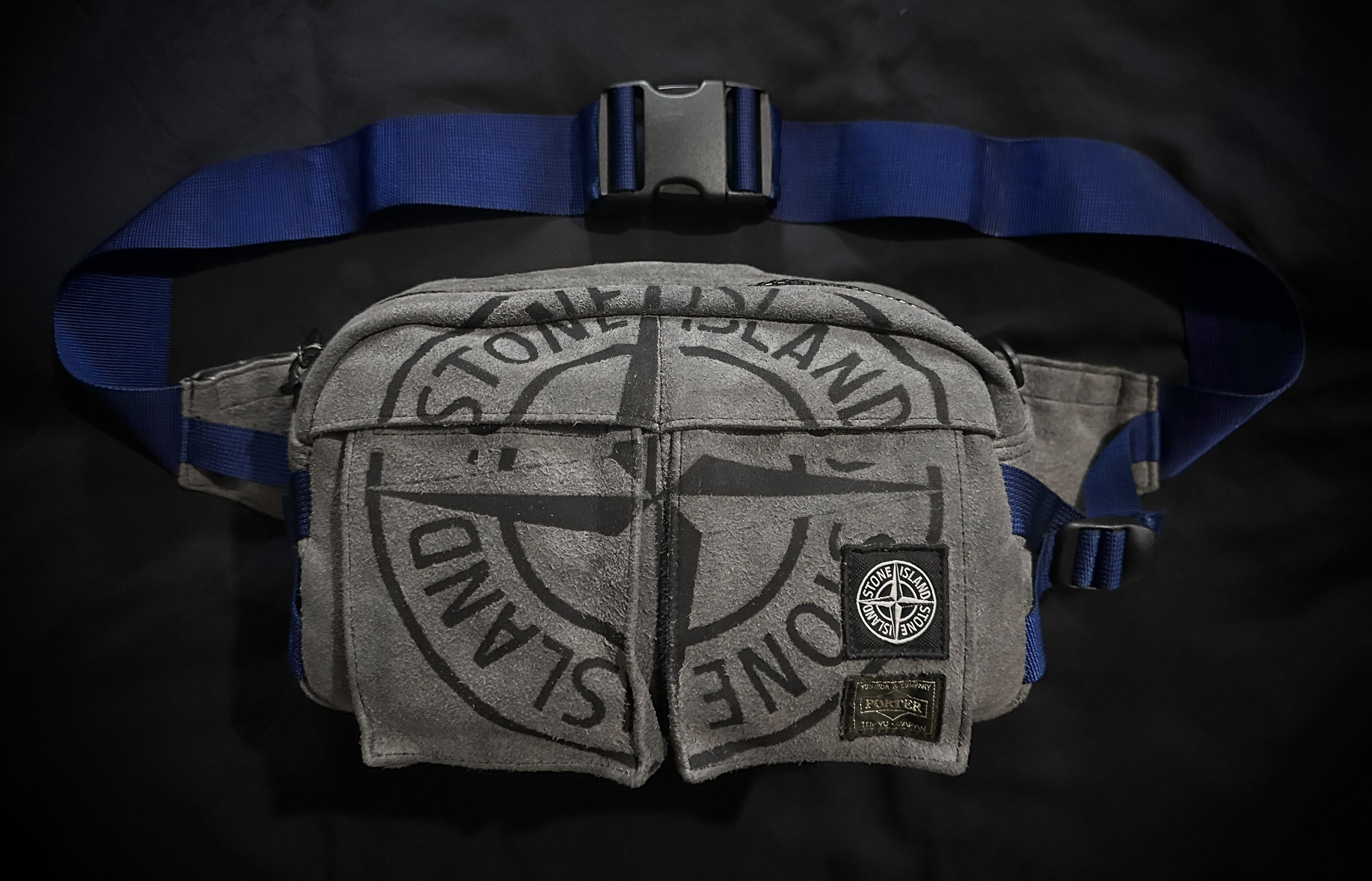 Porter Yoshida Co x Stone Island Man Made Faux Suede Crossbody Bag in Grey, Men's