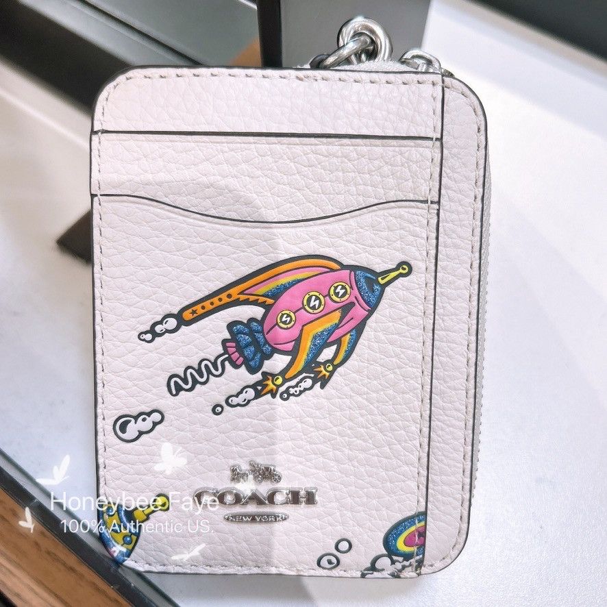 Coach Cosmic Coach Zip Card Case With Rocket Print CW889 Size ONE SIZE - 6 Thumbnail