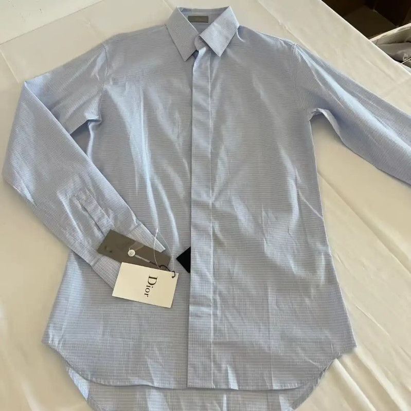 Dior Dior Light Blue Cotton Men's Shirt 0089 Size US S / EU 44-46 / 1 - 1 Thumbnail