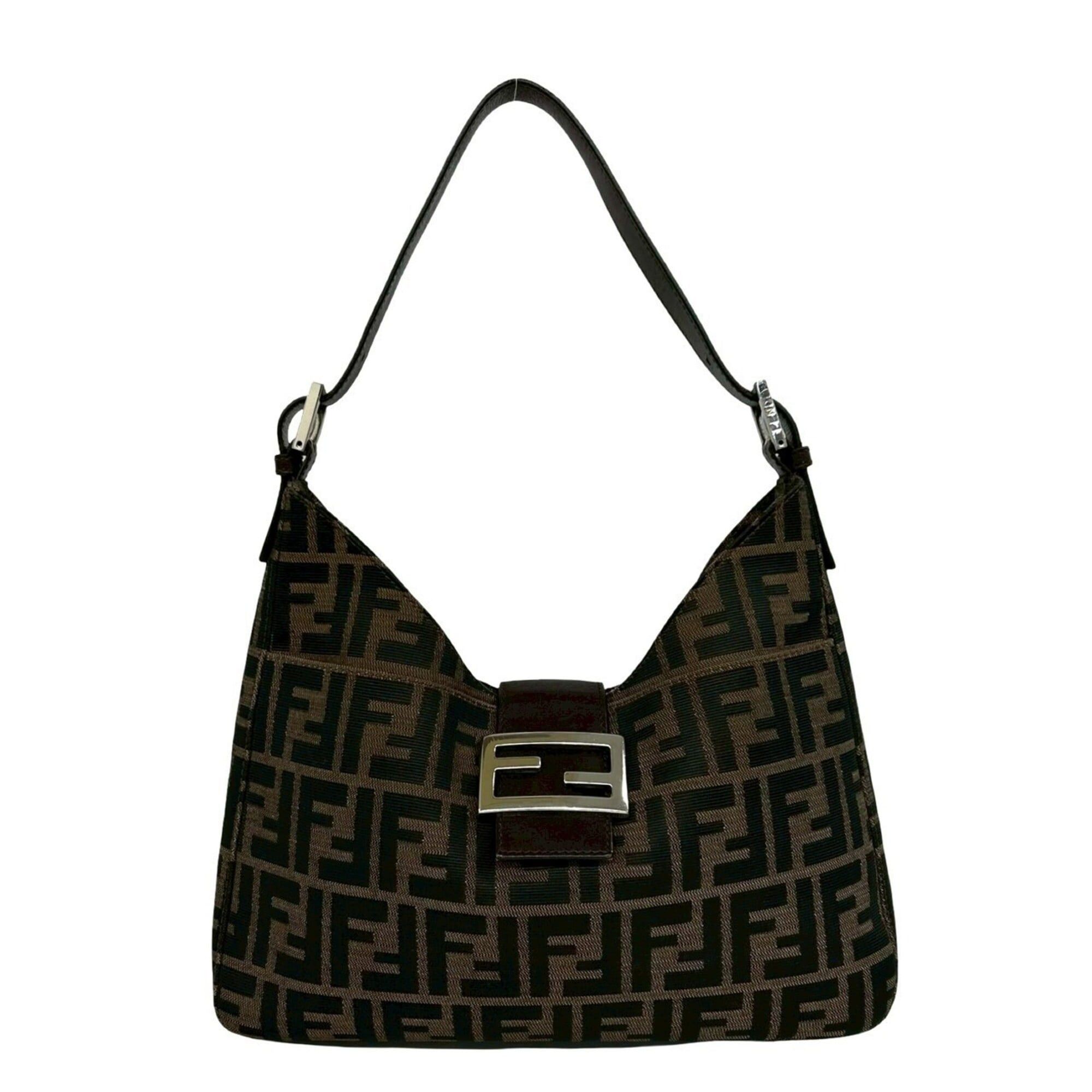 Fendi FENDI Vintage Zucca FF Pattern Logo Hardware Canvas Leather Semi One Shoulder Bag Brown 21878 Size ONE SIZE - 1 Thumbnail