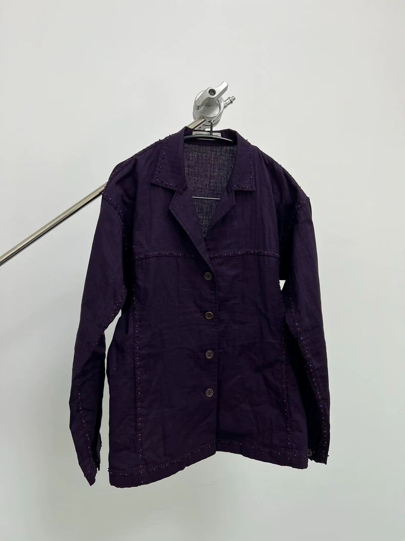 Issey Miyake issey miyake Fringed embroidered dark purple sweater 2503-N Size US M / EU 48-50 / 2 - 2 Thumbnail
