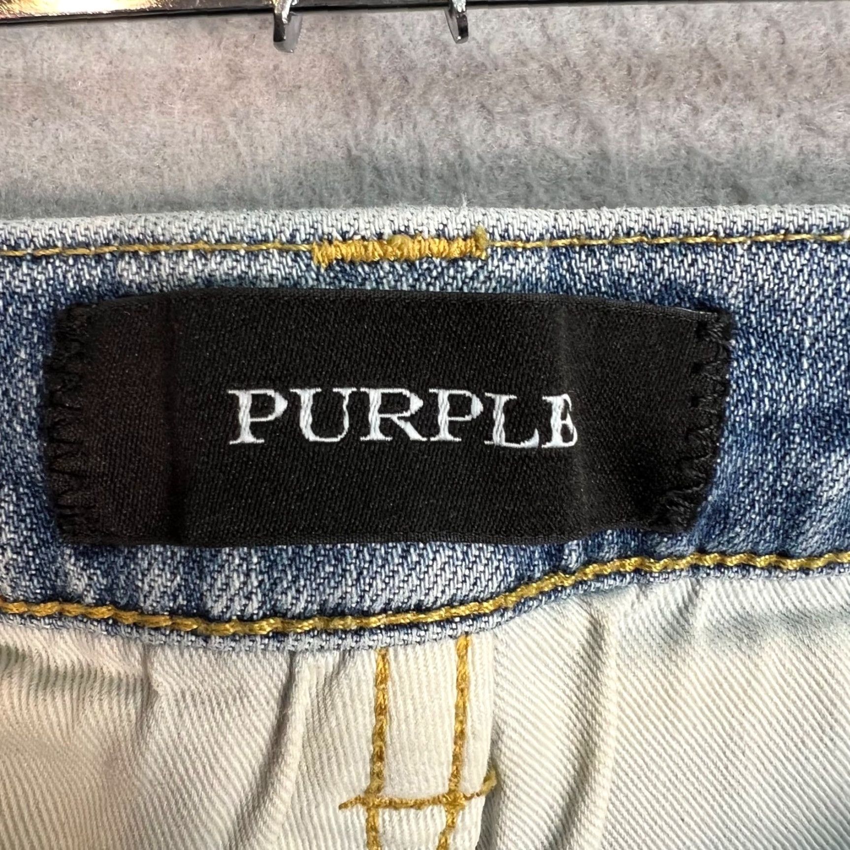 Denime Purple Style Jeans Mens 31 Blue Distressed Light Wash Denim Skinny Pullover? Size US 31 - 3 Thumbnail