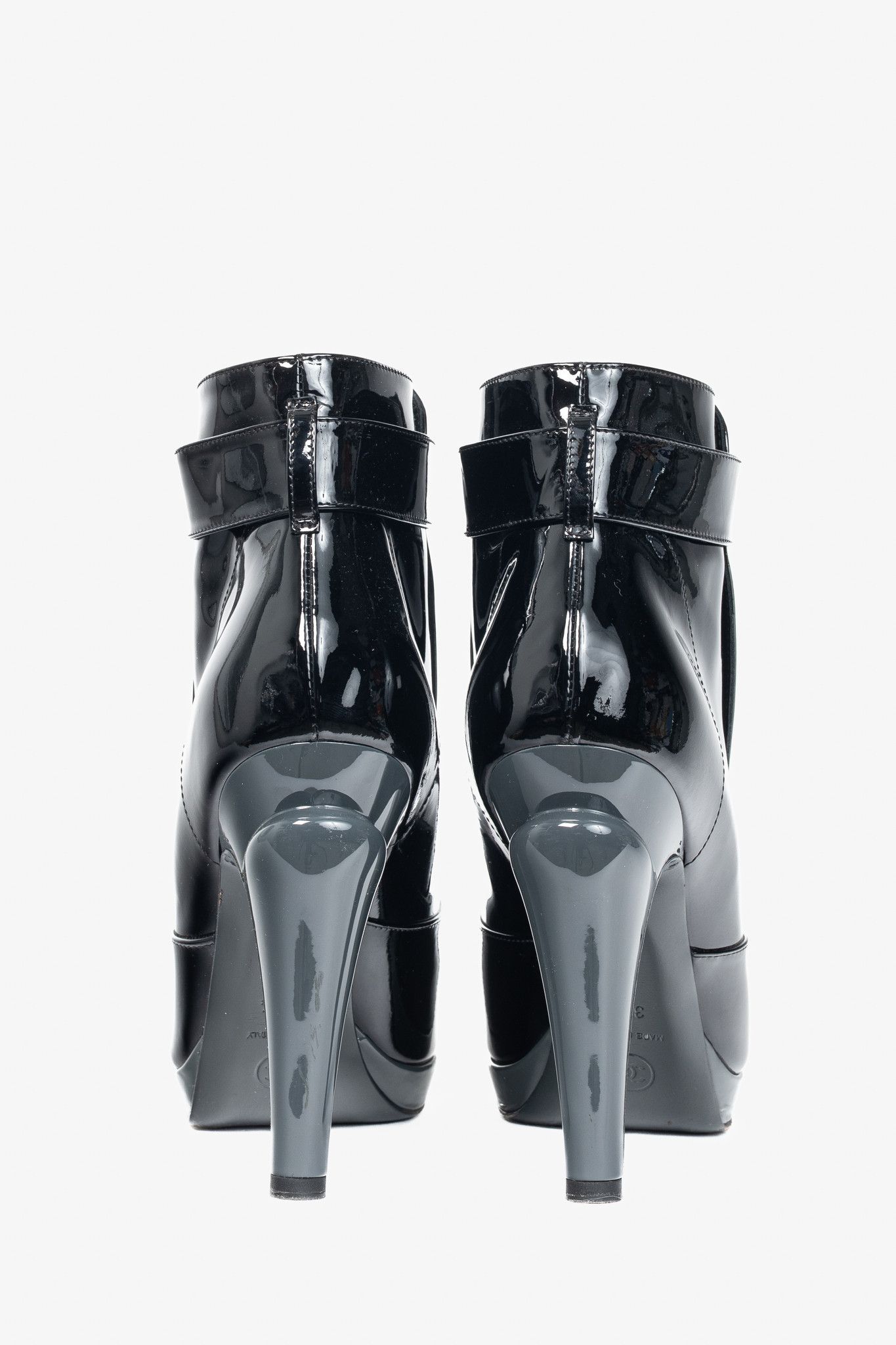 Chanel Chanel Black Patent Leather Cap-Toe Platform Booties Size US 9.5 / IT 39.5 - 3 Thumbnail