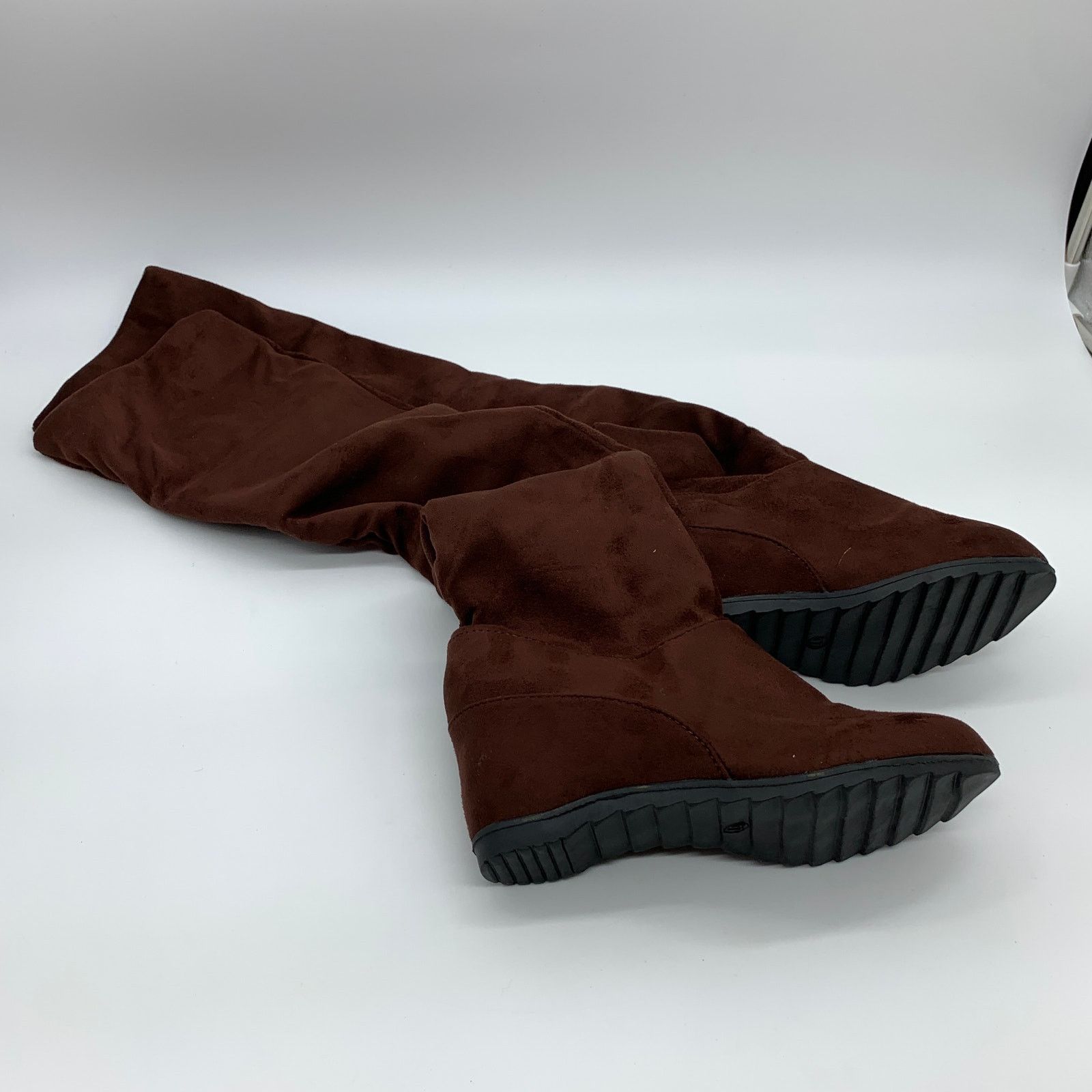 Other Women's Brown Boots Size 6.5 Over The Knee Wedge Boot Size US 6.5 / IT 36.5 - 3 Thumbnail