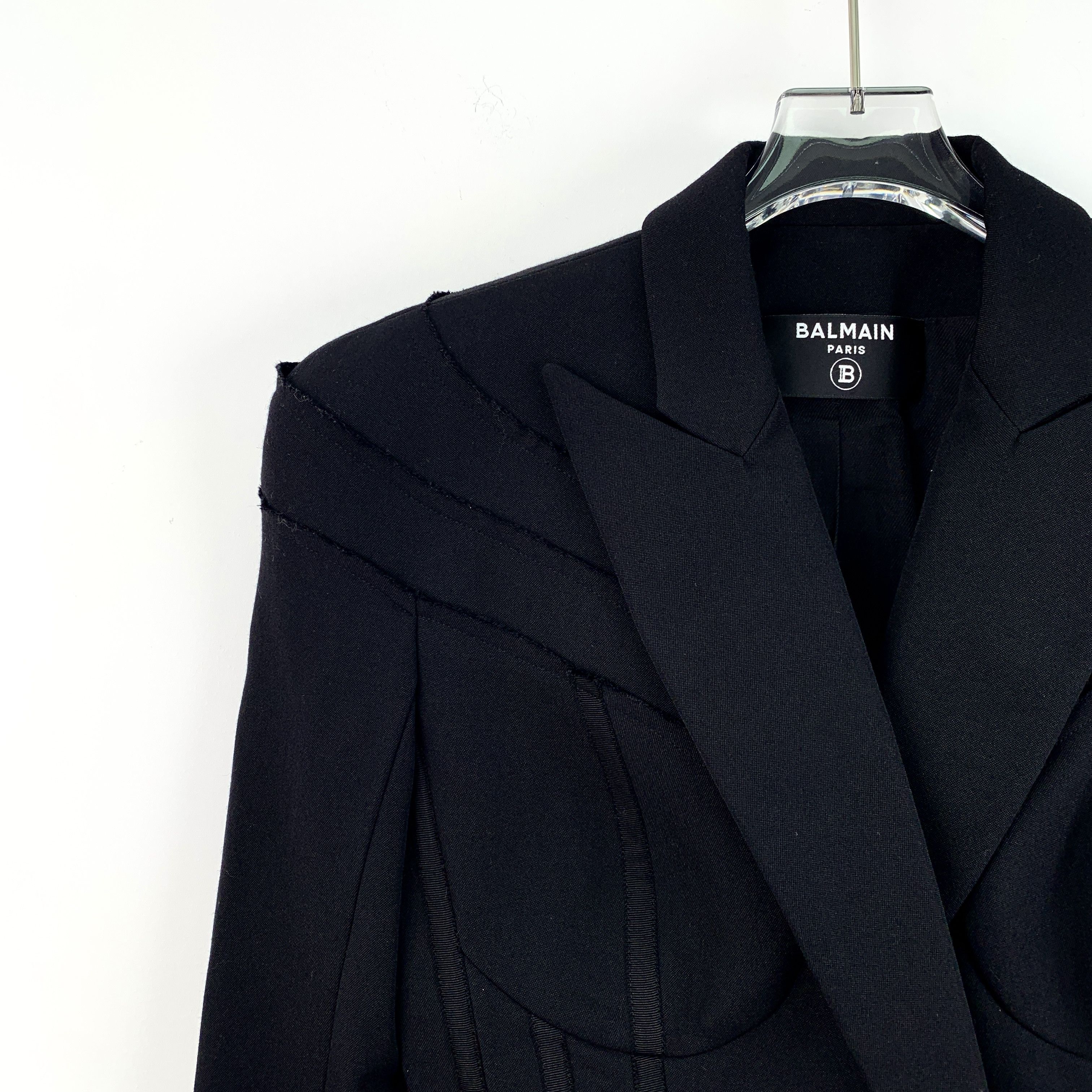 Balmain Balmain Black Wool Long-Sleeve Blazer Jacket (Size S) Size S / US 4 / IT 40 - 6 Thumbnail