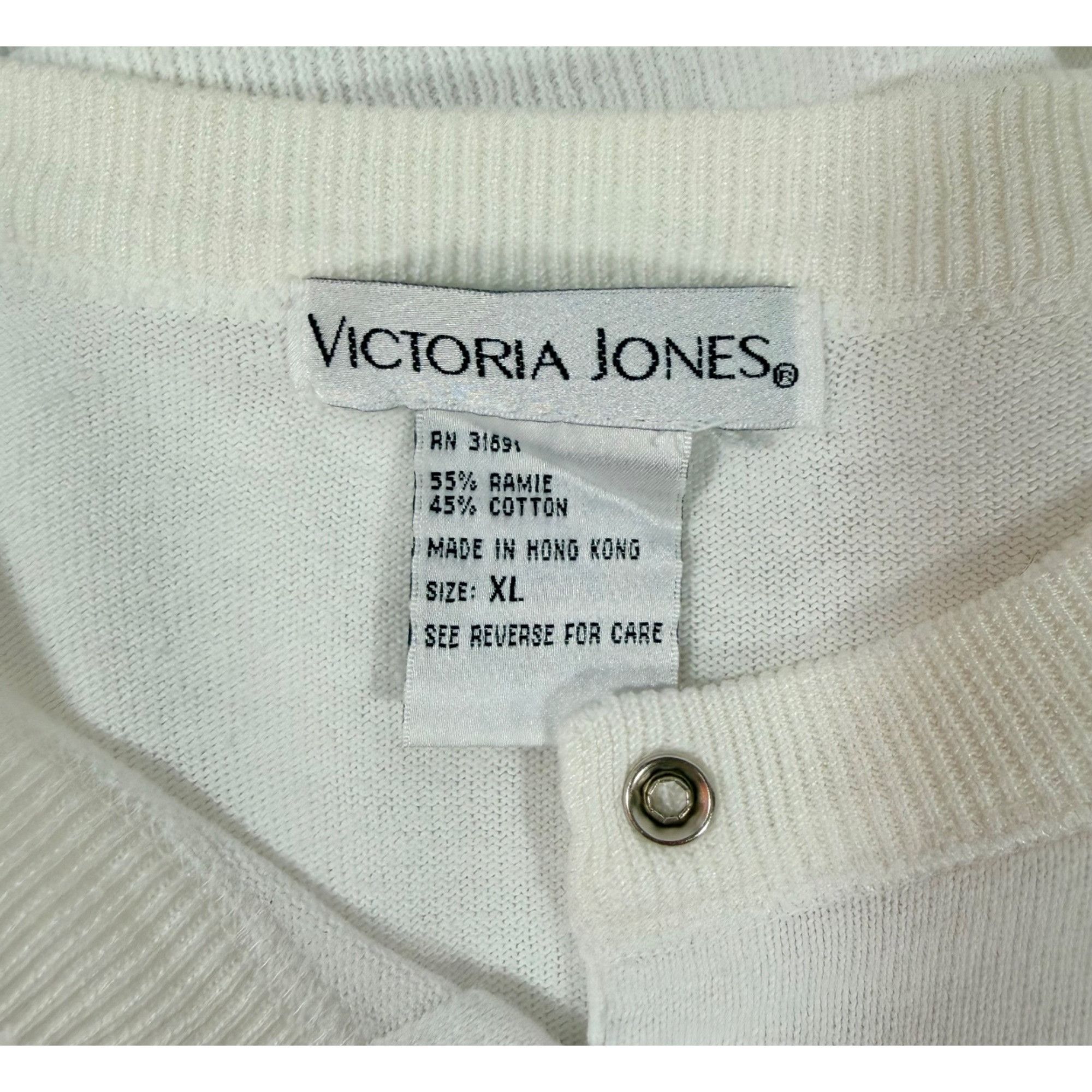 Vintage Vintage Victoria Jones Womens XL White Snap Front Knit Cardi Size XL / US 12-14 / IT 48-50 - 4 Thumbnail