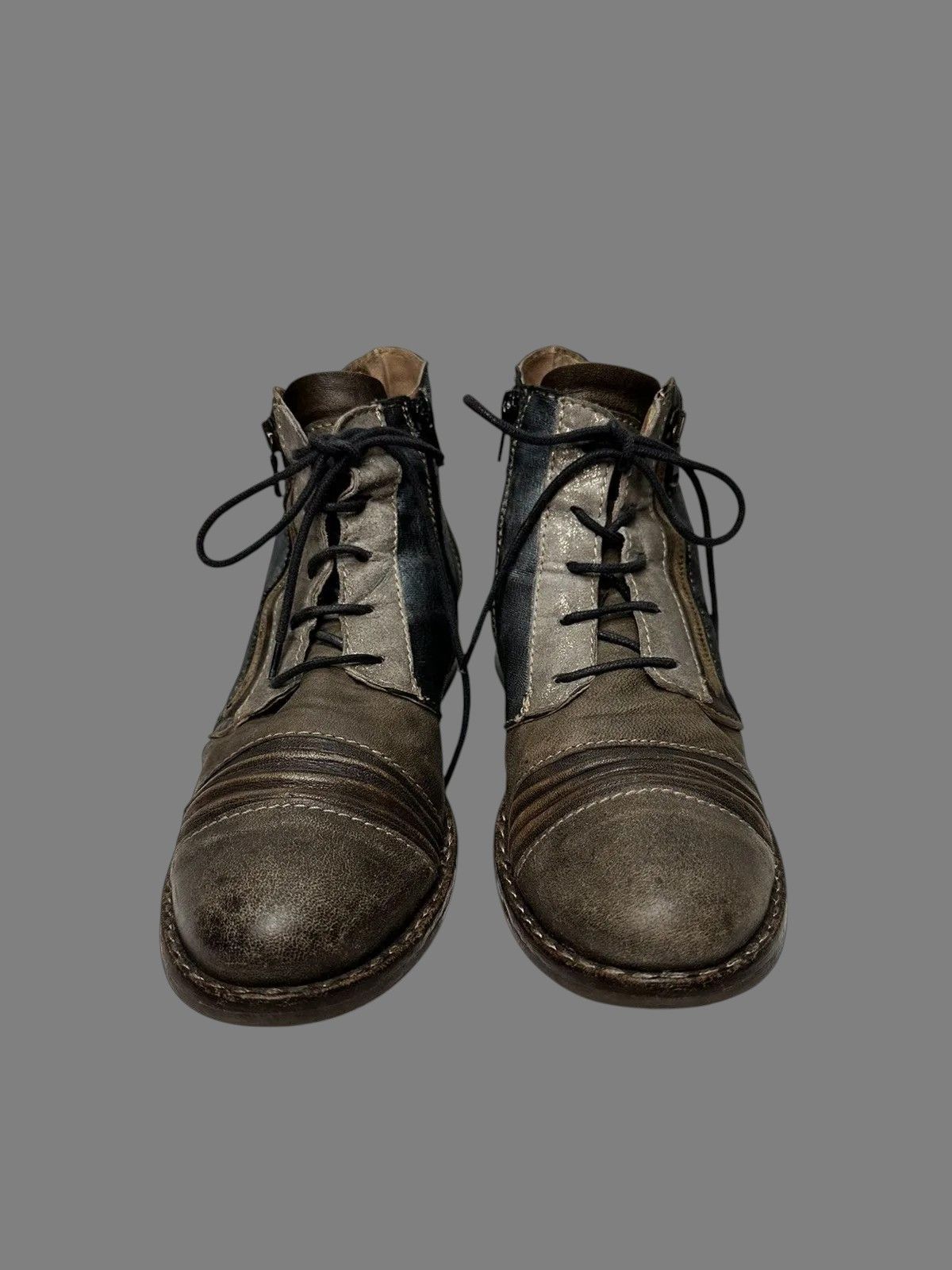 14th Addiction AS 98 Style Italian Leather Boots with Metal Zip Detail Size US 9 / IT 39 - 3 Thumbnail