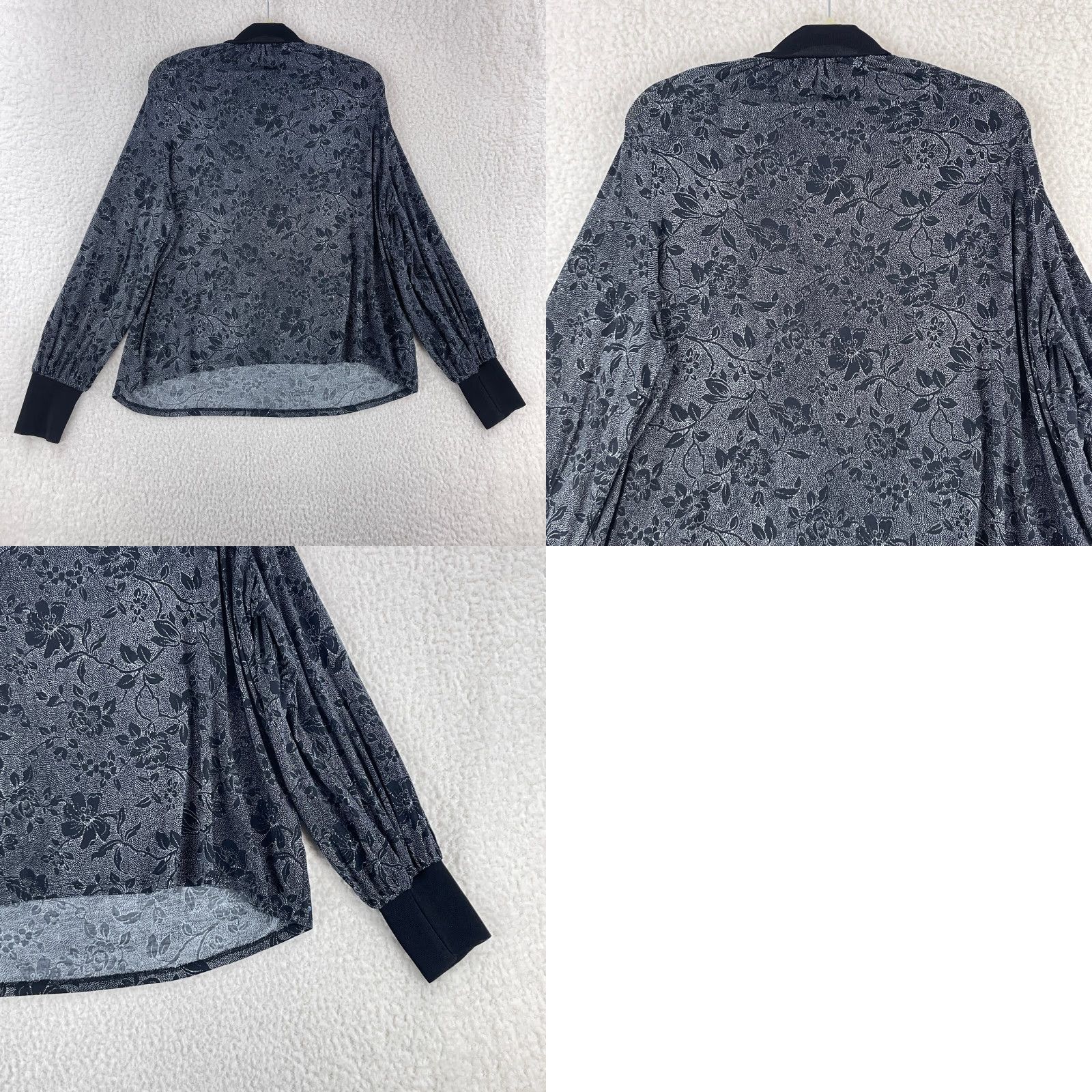Ann Taylor Ann Taylor Black Floral Mock Neck Long Sleeve Shirt Womens Large Pullover Work New Size L / US 10 / IT 46 - 9 Thumbnail