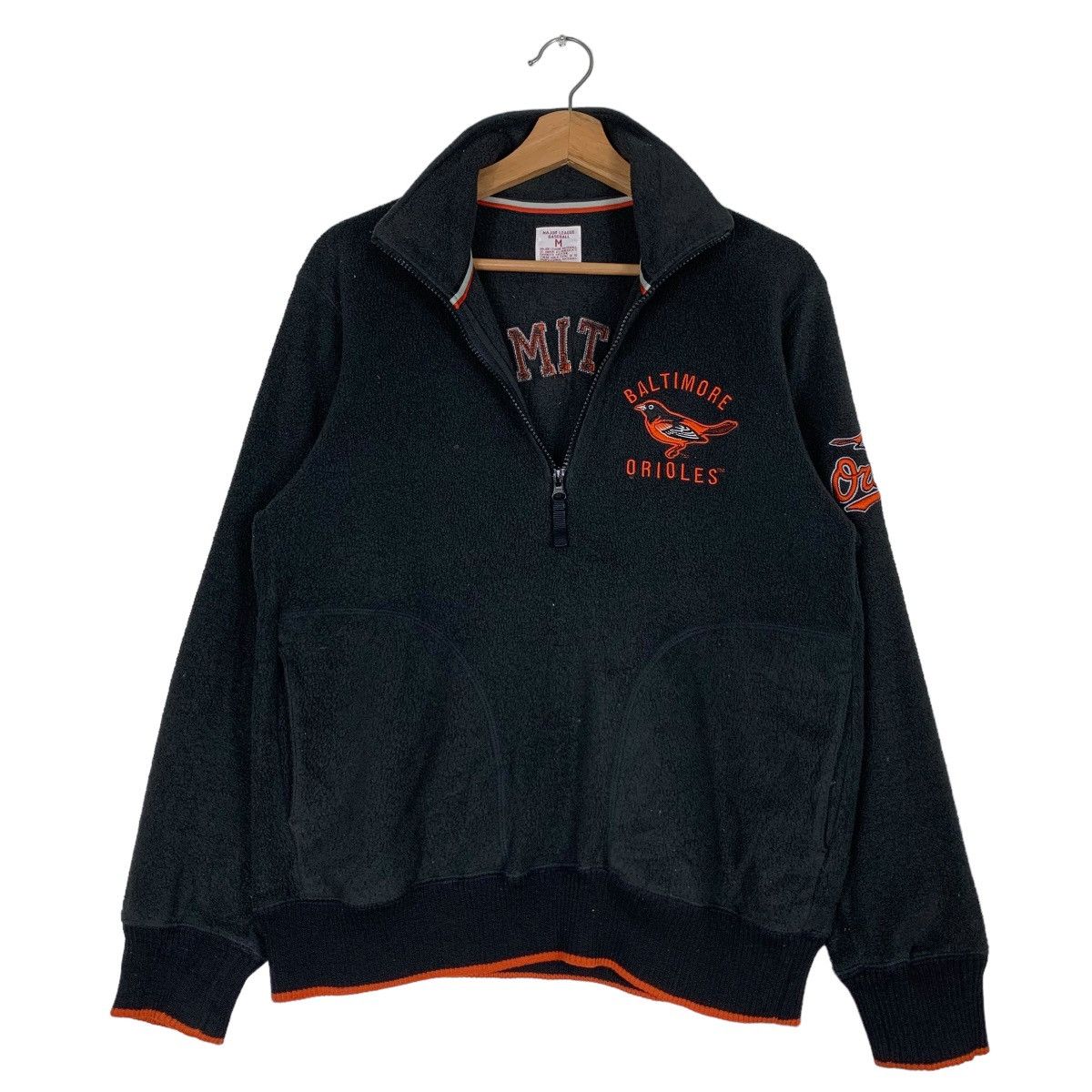MLB BALTIMORE ORIOLES Big Logo HalfZip Pullover Fleece #0609-C28 Size US M / EU 48-50 / 2 - 7 Thumbnail