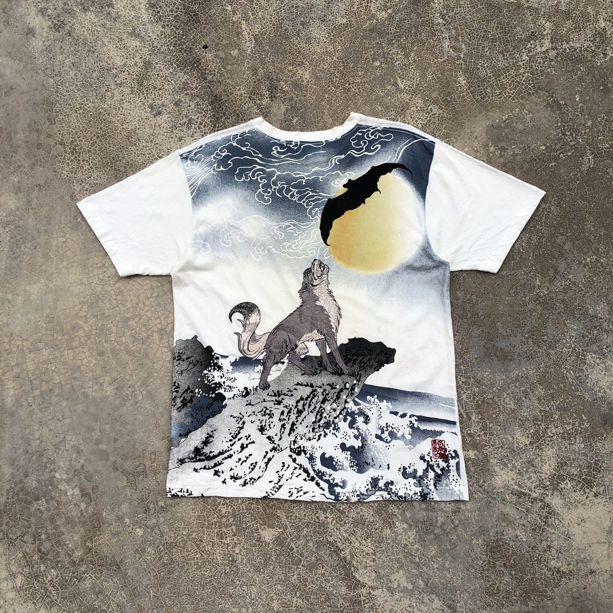 Japanese Brand × Kamakura KARAKURI Tamashii very Rare Wolf Embroidered Design T-Shirt Size US L / EU 52-54 / 3 - 1 Thumbnail