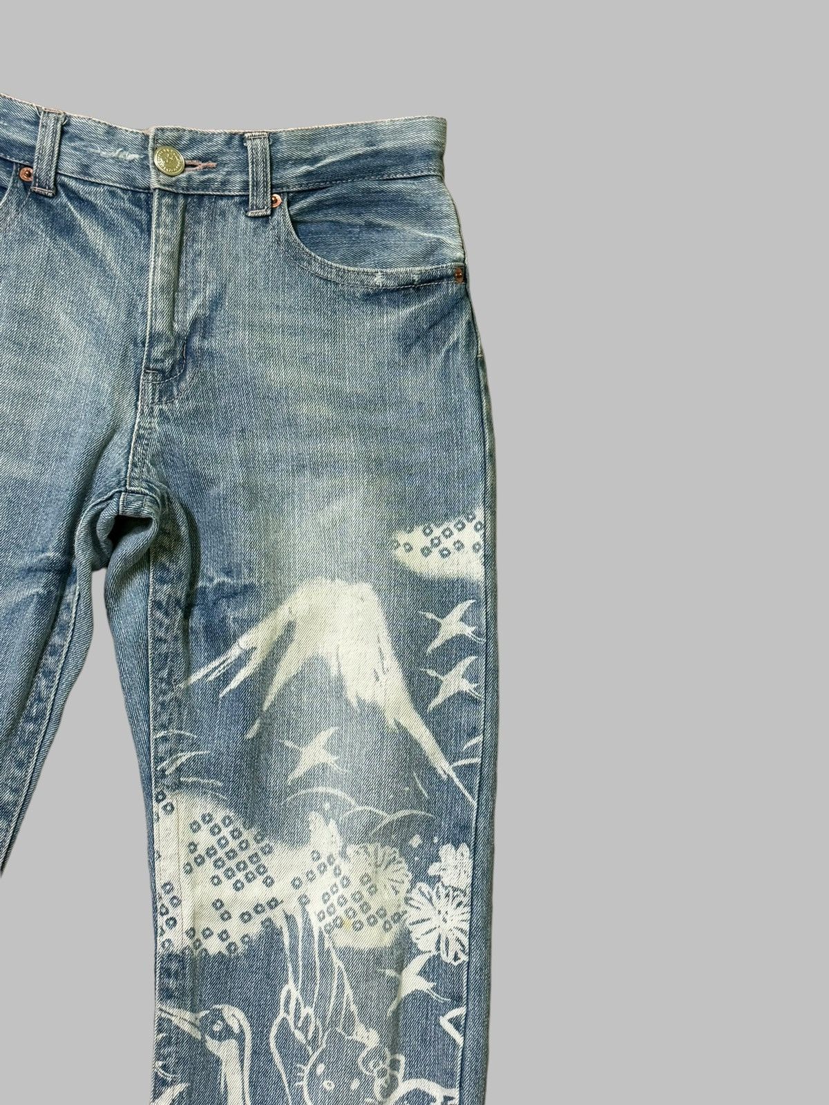 If Six Was Nine Vintage KARAKURI TAMASHI Acid Wash Design Denim Size US 29 - 5 Thumbnail