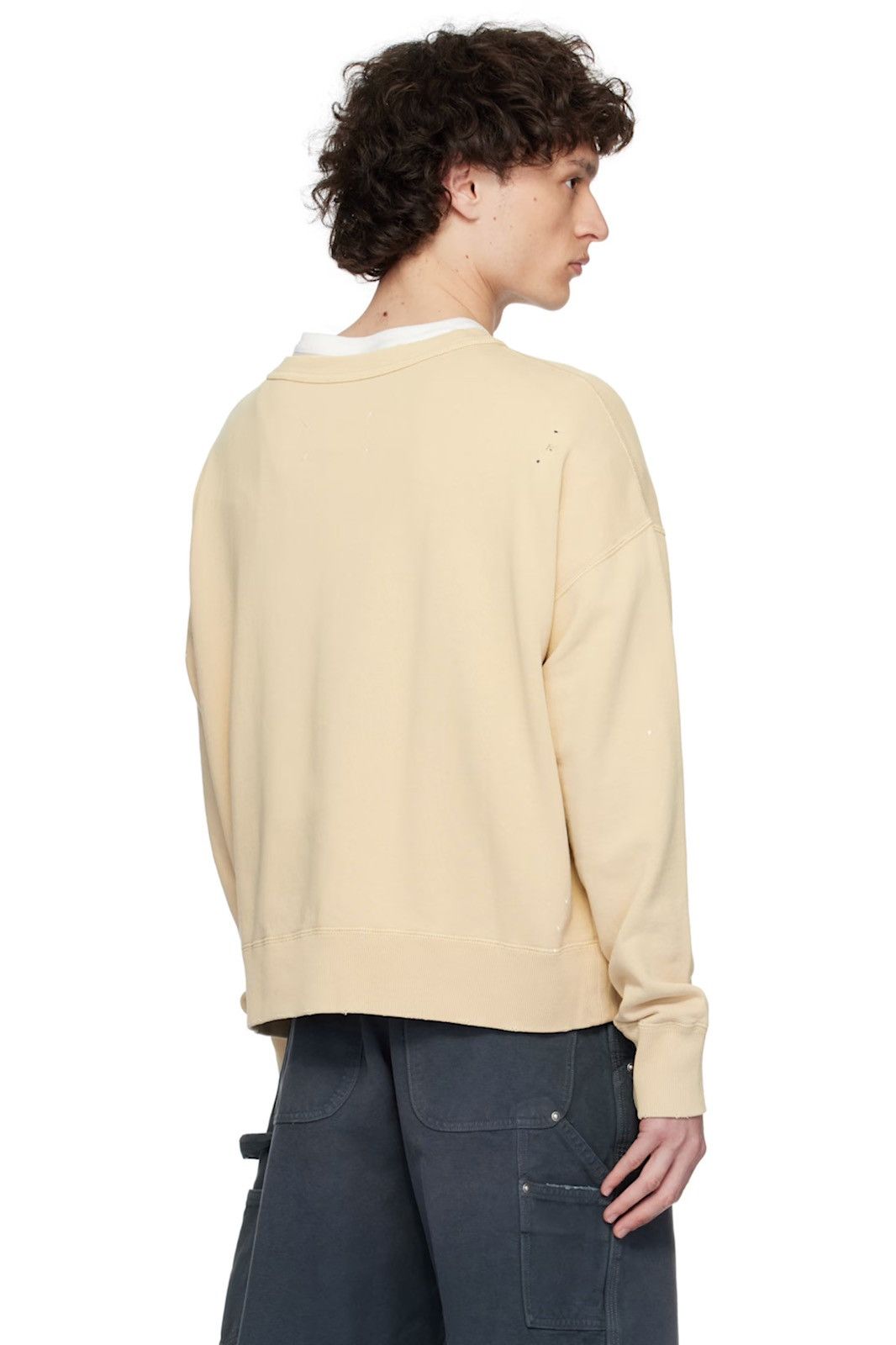 Maison Margiela NEW M Beige Graffiti Paint Logo Sweatshirt Crewneck Size US M / EU 48-50 / 2 - 3 Thumbnail