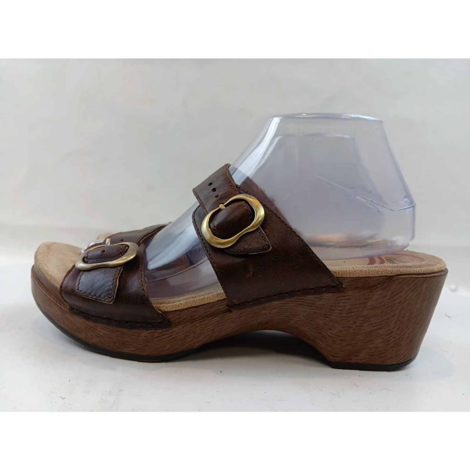 Dansko Dansko Women's Sandals Brown Leather Slide Mule Dual Buckles Open Toe Wedge Strappy Size US 10 / IT 40 - 6 Thumbnail