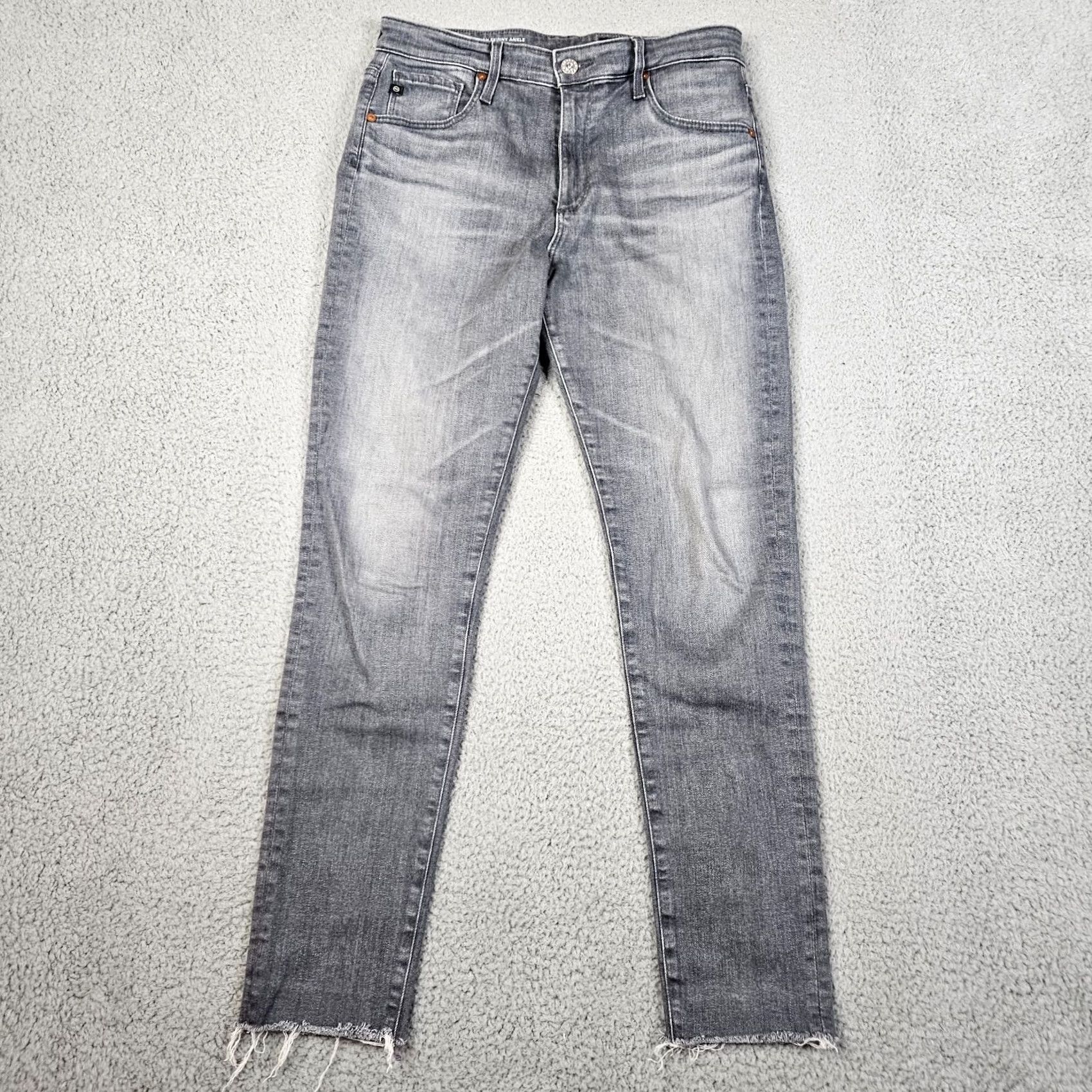 Farah AG Adriano Goldschmied Jeans Skinny Mid Rise Gray 29R Women Regular Denim Cotton Polyester Spandex GG Farrah Slim Belted Everyday Vintage No Size 29" - 2 Thumbnail