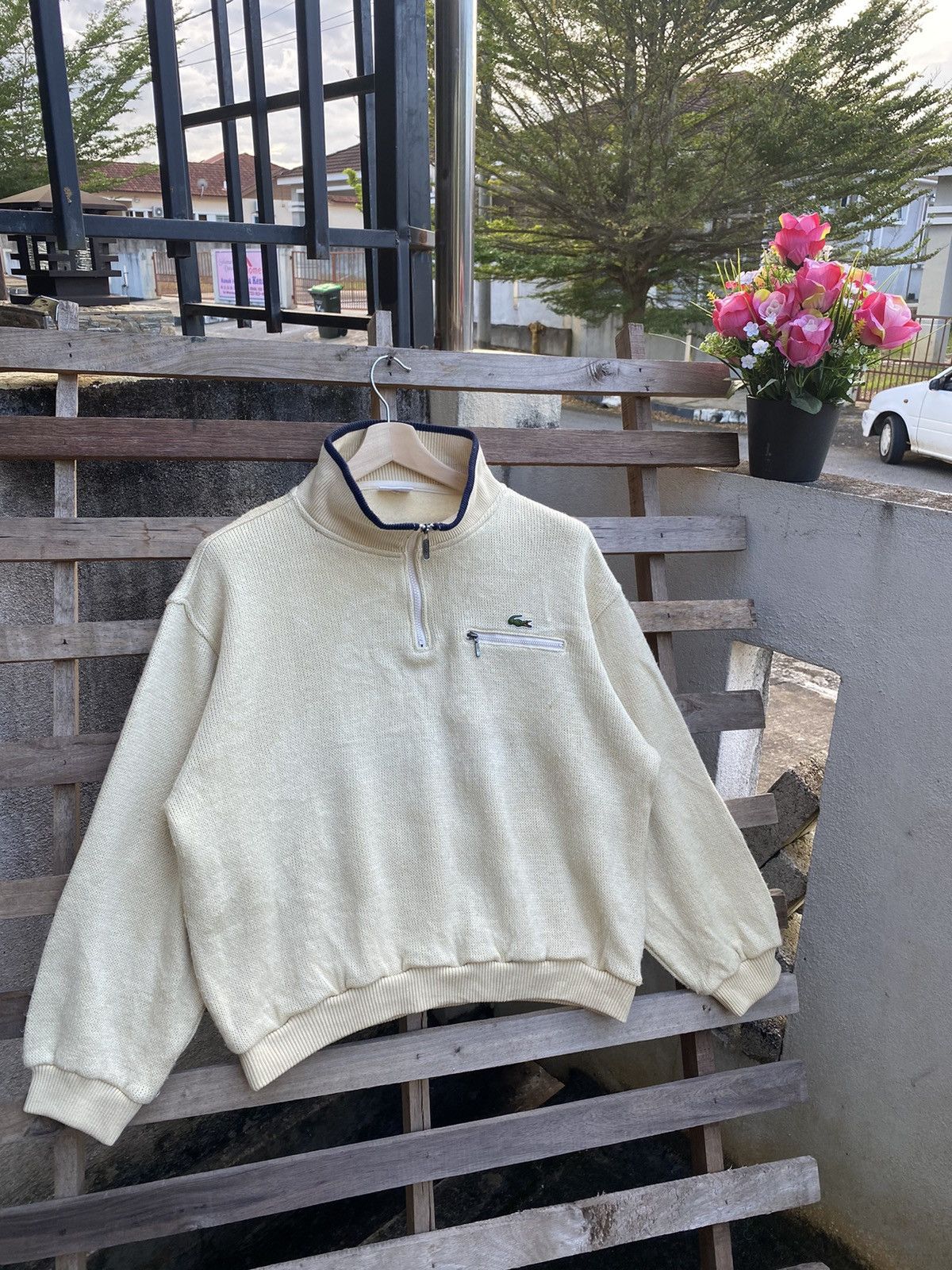 Lacoste Vintage Lacoste Baggy Knitwear Half Zipper Sweatshirt Size US L / EU 52-54 / 3 - 1 Thumbnail
