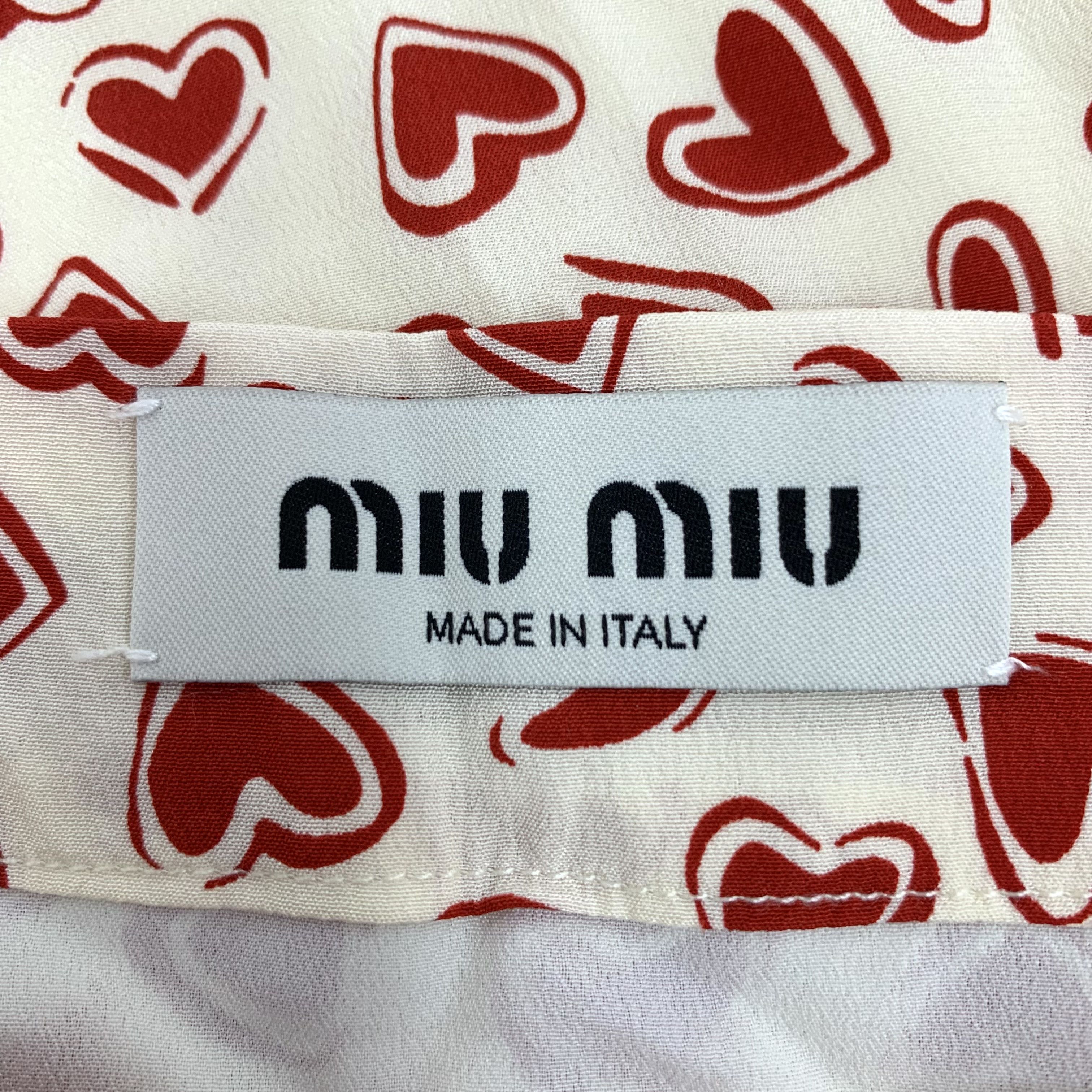 Miu Miu Miu Miu Skirt Multicolor Heart Print Button-Up Casual Skirt Size 30" / US 8 / IT 44 - 2 Thumbnail