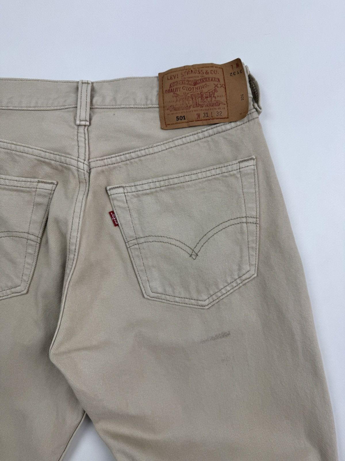 Levi's 1990’s Vintage Levi’s 501 Beige Jeans Made in USA Size US 31 - 15 Thumbnail