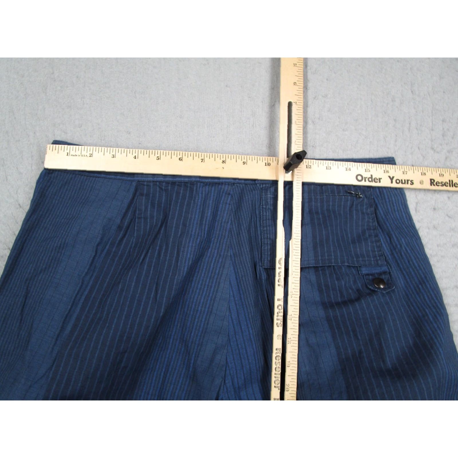 Vintage VINTAGE Messori Pants Mens EU 52 Blue Pinstripe Made in Italy Cotton Stretch Trousers 32x34 Regular Straight Front Zip Pockets 5-Pocket Design Mens Size US 36 / EU 52 - 5 Thumbnail