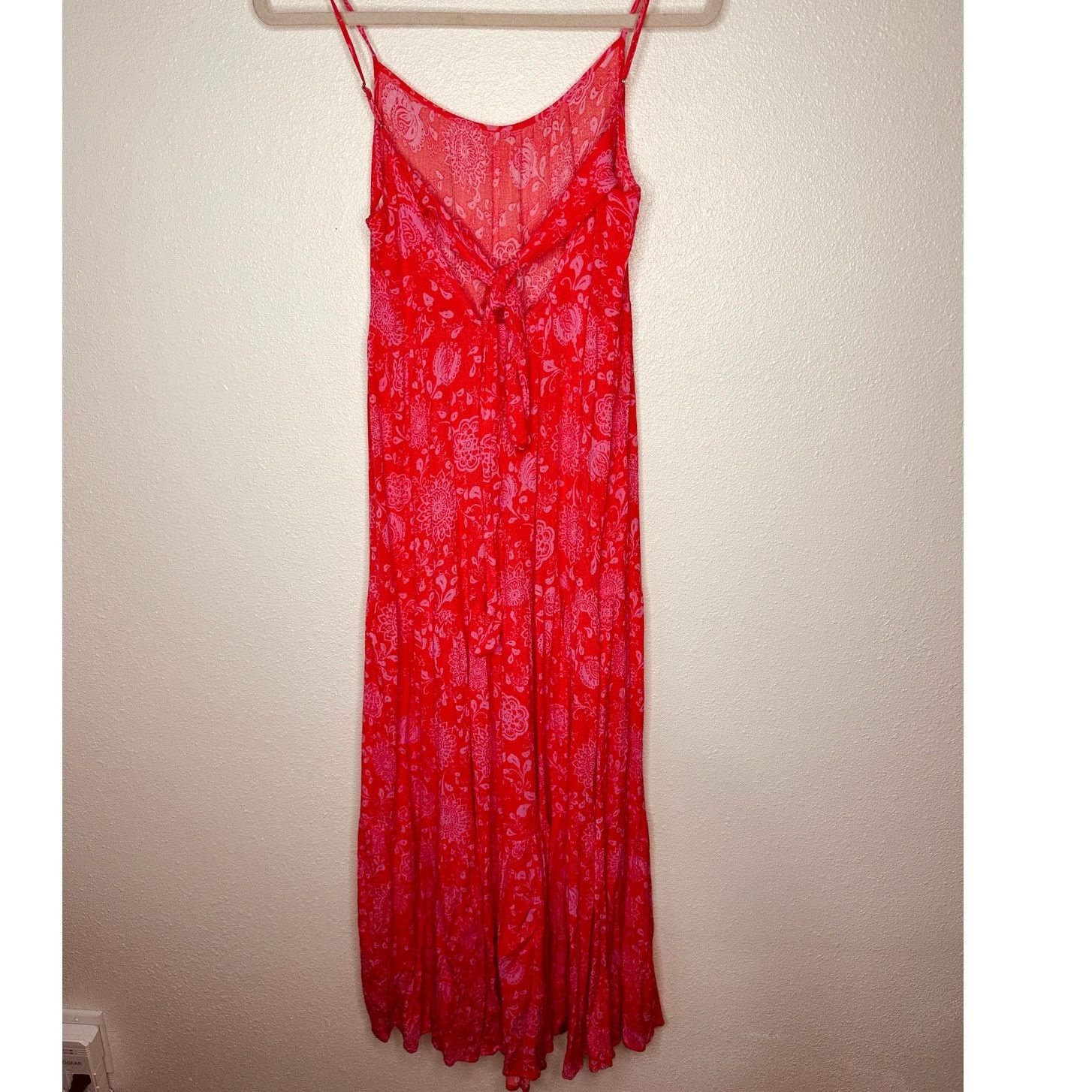 Other Lush Red Pink Scoop Open Tie Back Floral Midi Sun dress S Size S / US 4 / IT 40 - 3 Thumbnail