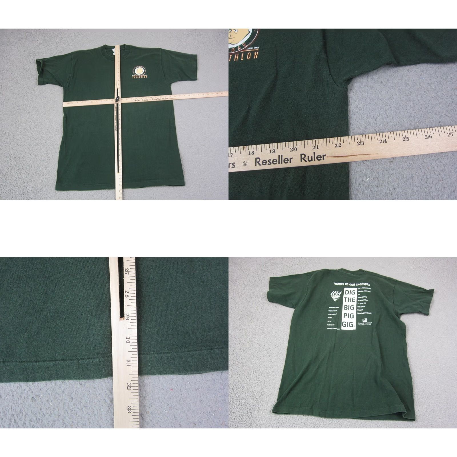 Fruit Of The Loom VINTAGE Iowas Pigman Green Triathlon Shirt Mens Extra Large XL 1996 90s Single Stitch Size US XL / EU 56 / 4 - 8 Thumbnail