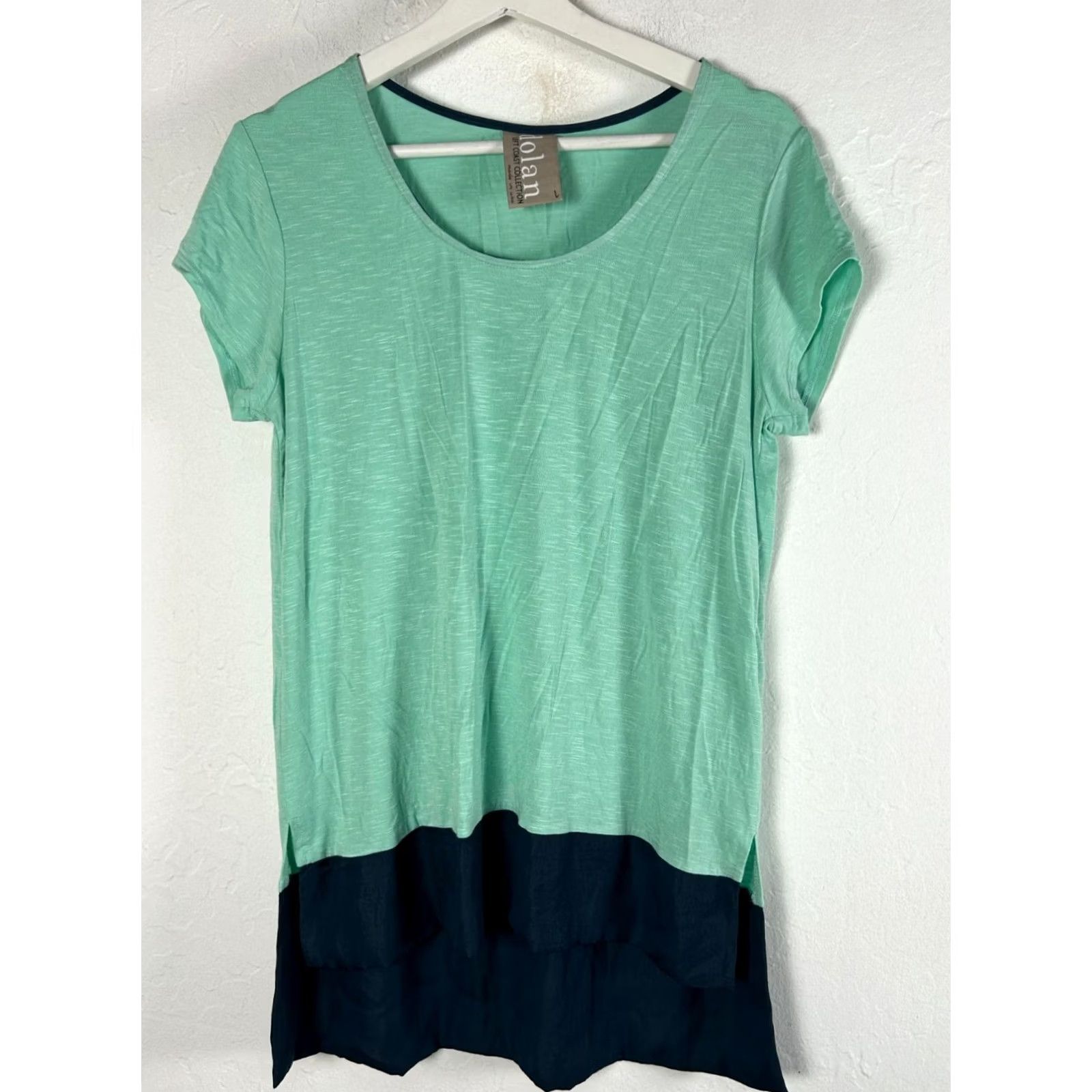 Anthropologie Dolan Anthropologie Womens Mint Blue Colorblock High Low Tunic T-Shirt Top Large Size L / US 10 / IT 46 - 2 Thumbnail