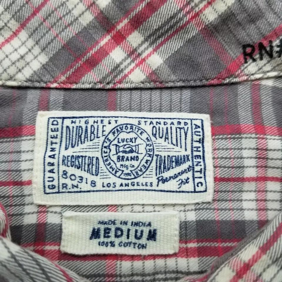 Lucky Brand Lucky Brand Shirt Mens Medium Plaid Button Up Pockets Size US M / EU 48-50 / 2 - 4 Thumbnail