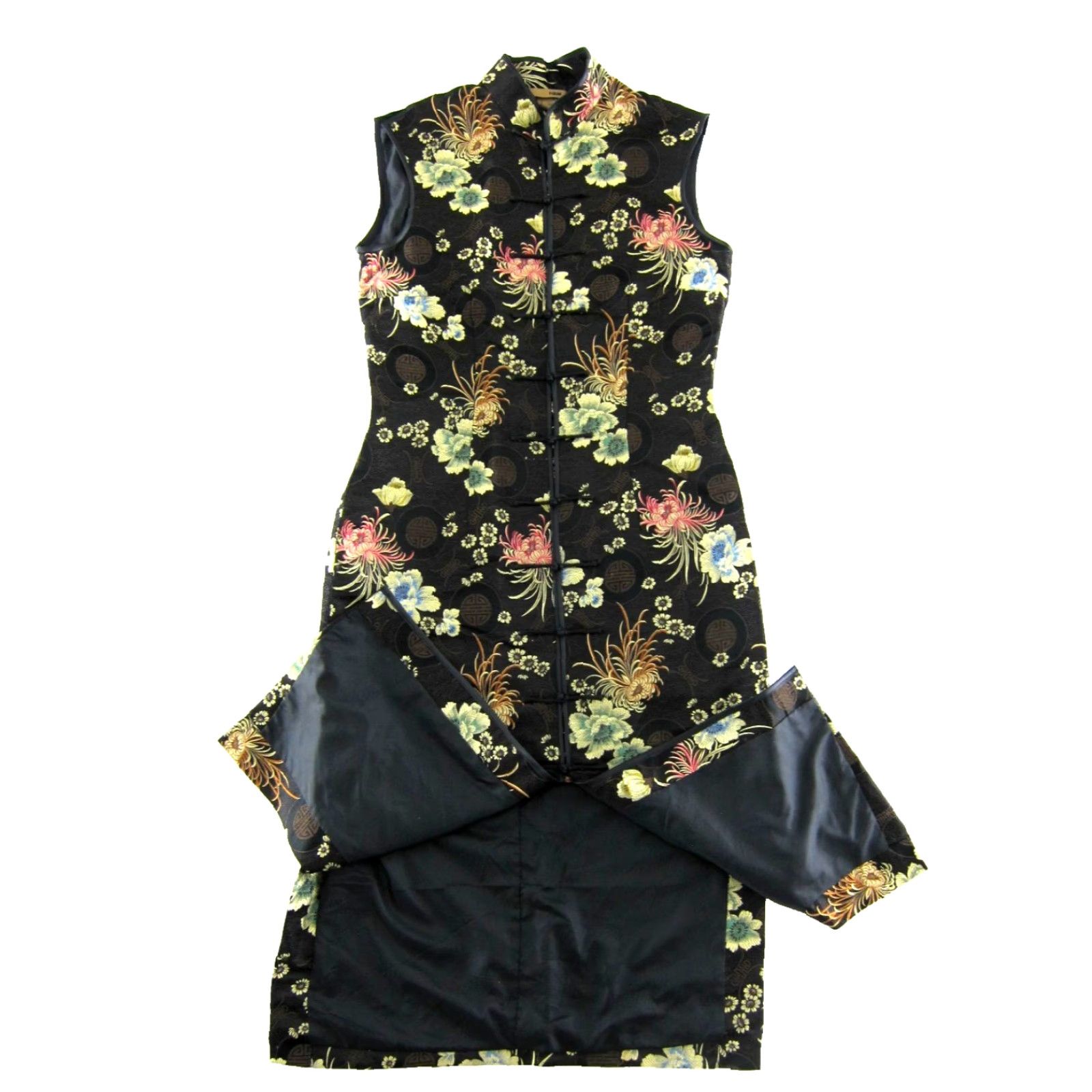 H&M H&M Qipoa Chinese Asian Black Pink Gold Sleeveless Mock Neck Long Dress Size 8 Size M / US 6-8 / IT 42-44 - 5 Thumbnail