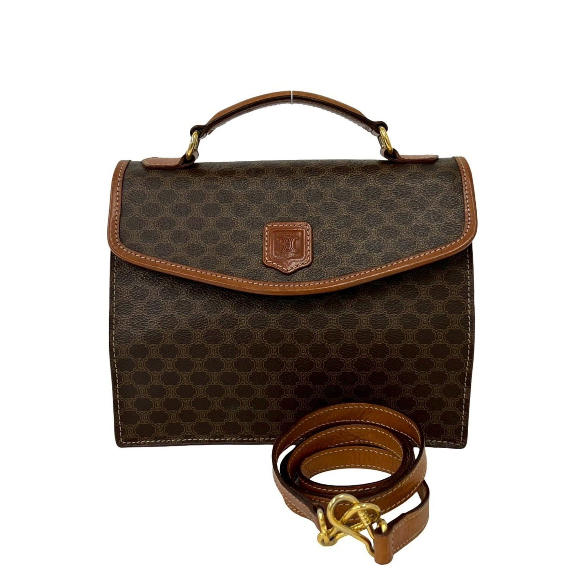 Celine CELINE Macadam Blazon Triomphe Pattern Leather 2-way Handbag/Shoulder Bag Brown 58293 Size ONE SIZE - 1 Thumbnail