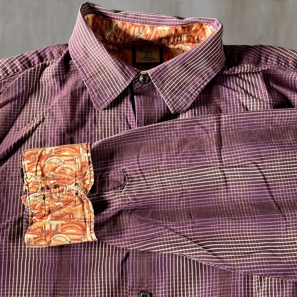 Vintage J. Garcia Shirt Mens XLT Purple Stripe Long Sleeve Button Front Cotton Casual Size US XL / EU 56 / 4 - 1 Thumbnail