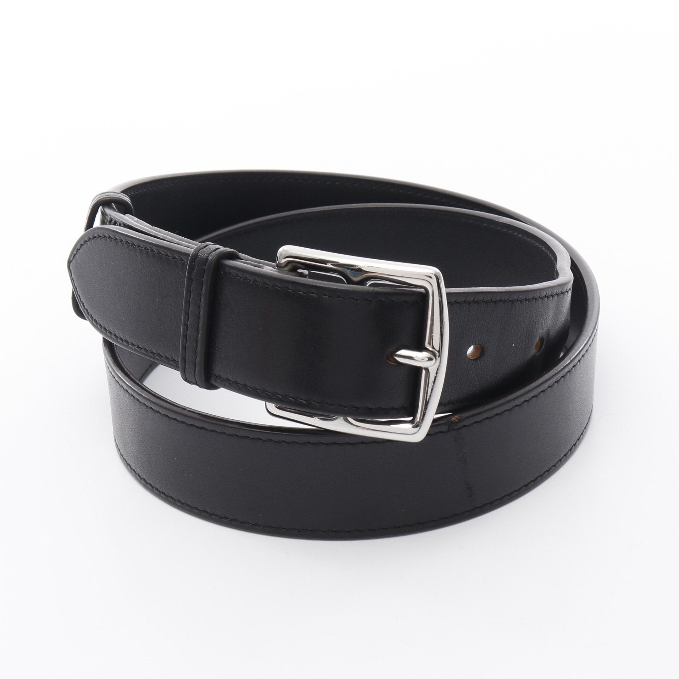 Hermes Hermes Etrivière Belt Veau Barenia Black Silver Hardware B Stamp Size ONE SIZE - 1 Thumbnail