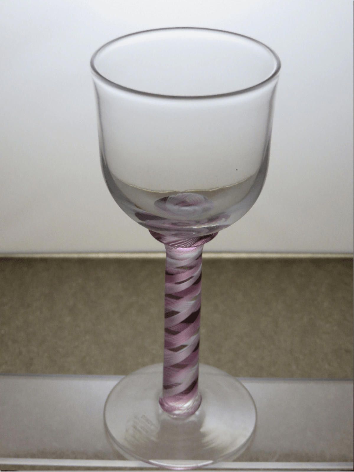 The Unbranded Brand Crystal Clear Bowl Purple Stem Wine Hock Glass 7 1/4" Size ONE SIZE - 1 Thumbnail