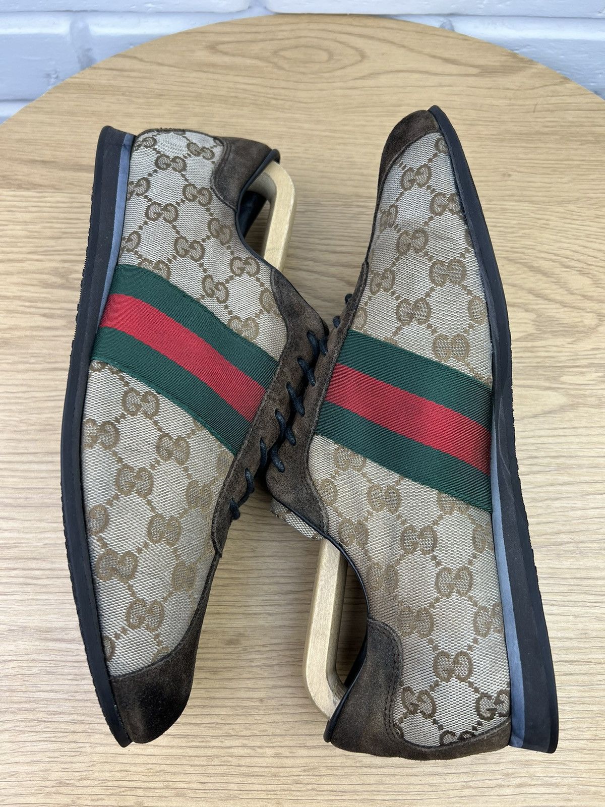 Gucci GUCCI Sneakers Low Top Shoes GG Monogram Web Stripe Beige Size US 9.5 / EU 42-43 - 8 Thumbnail