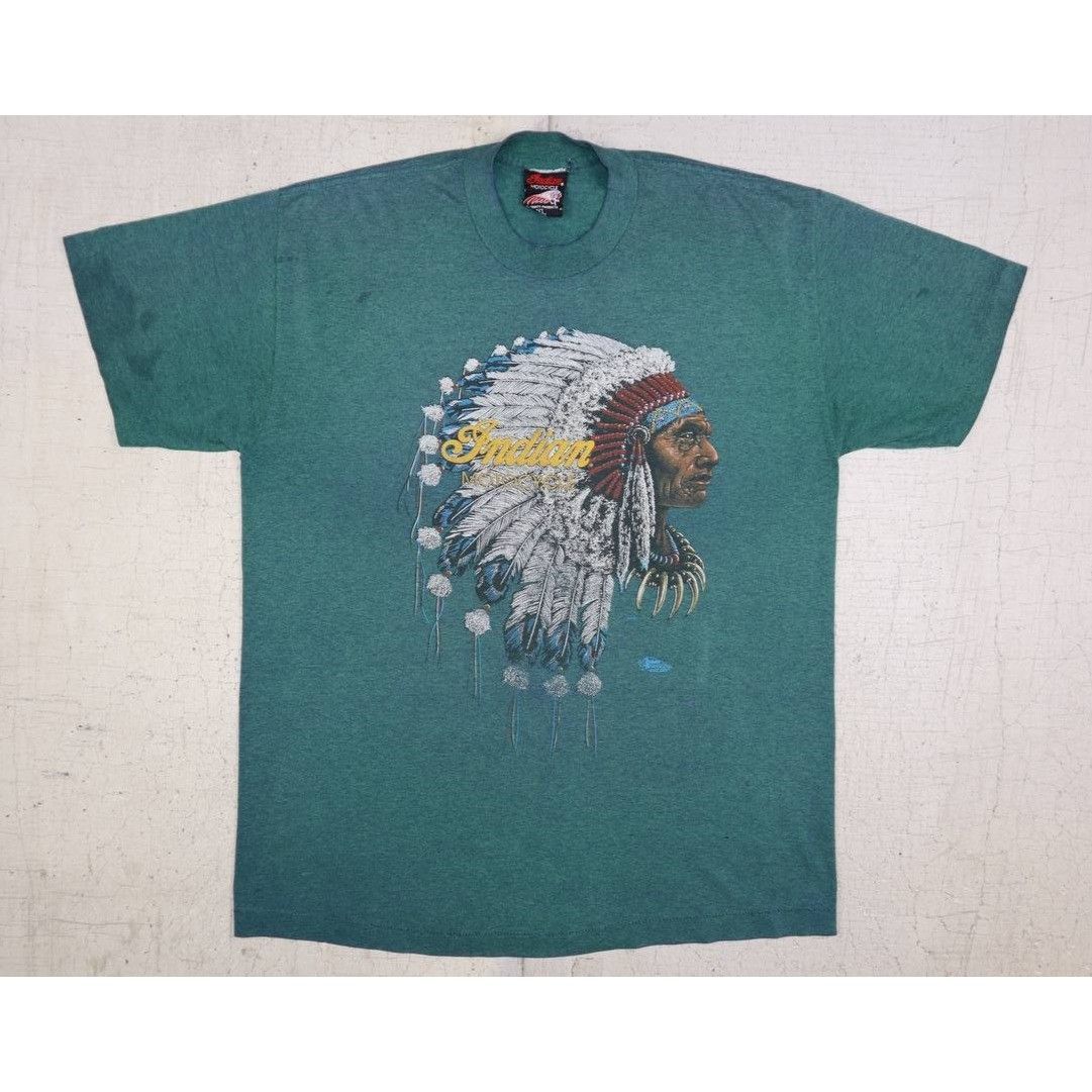Vintage Vintage 90s Indian Motorcycle Men's XL Green Graphic Tee Size US XL / EU 56 / 4 - 1 Thumbnail
