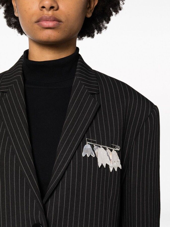 Jil Sander o1mt1gz0725 Size: OS / Leaf-Embellished Pin Brooch Silver Size ONE SIZE - 2 Thumbnail