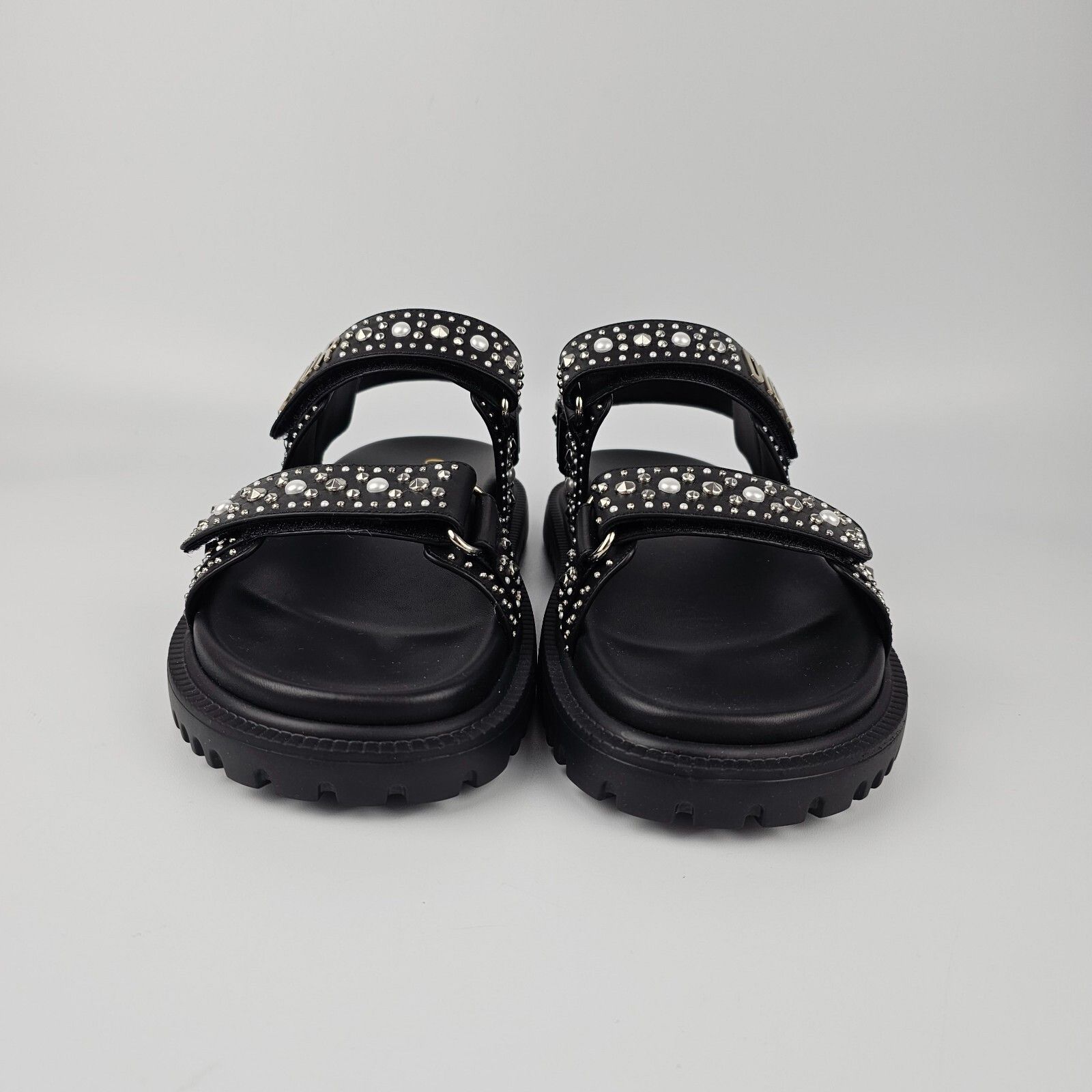 Dior DIOR Dioract Black Leather Studded Sandals New & Authentic ( Size US 9 / IT 39 - 4 Thumbnail