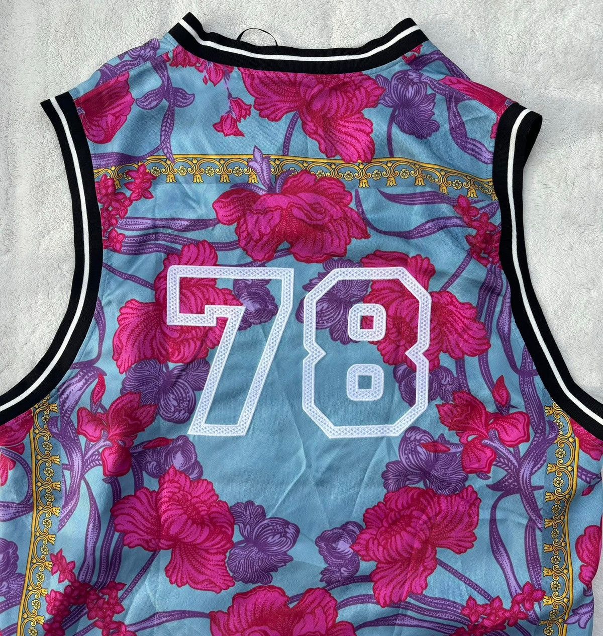 Versace Versace Silk Blue/Pink/Purple Floral Embroidered Jerseys Size US XXL / EU 58 / 5 - 4 Thumbnail