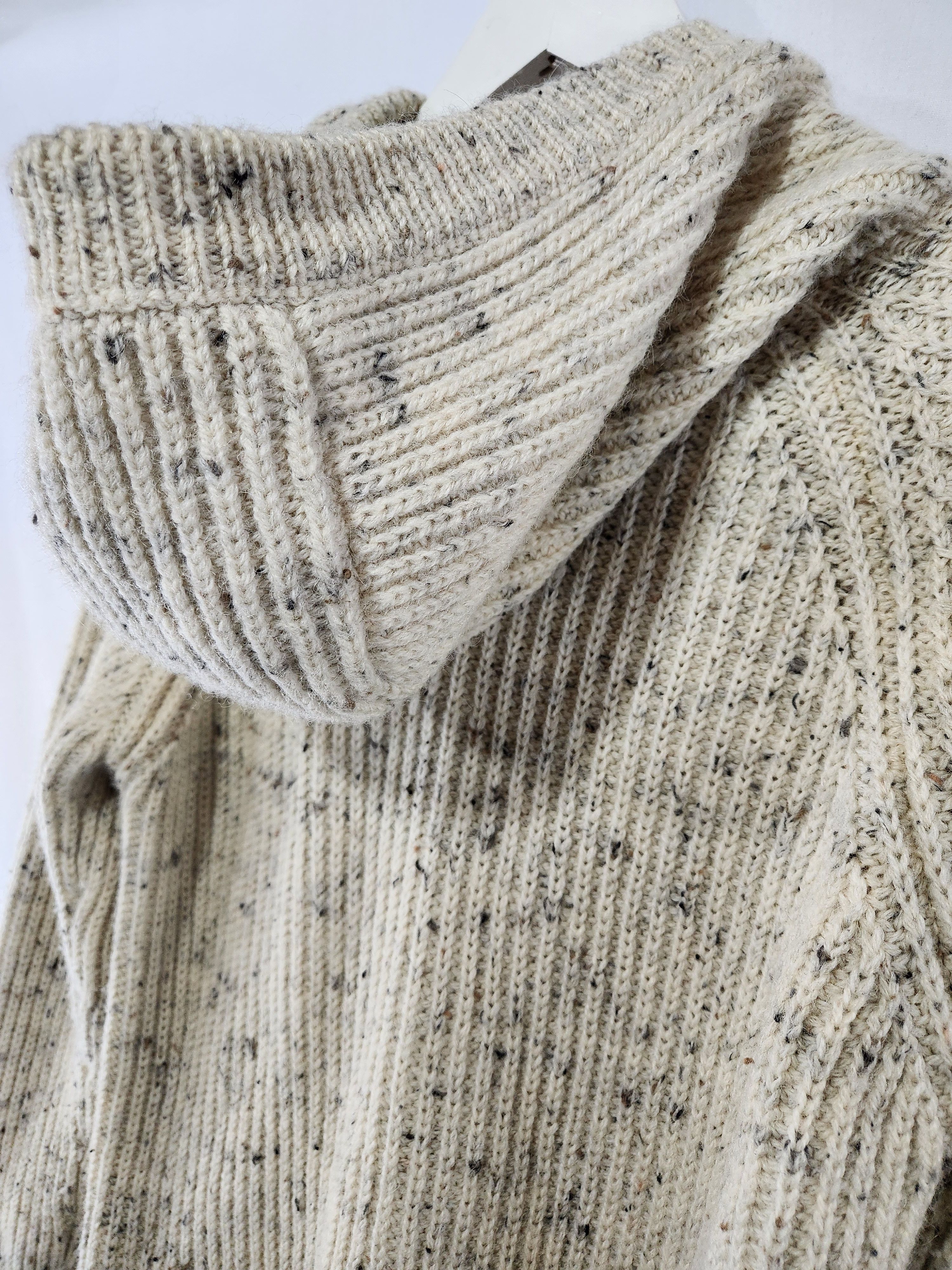 Epaulet Heirloom Ecru Nep Hooded Wool Cardigan Size US S / EU 44-46 / 1 - 9 Thumbnail