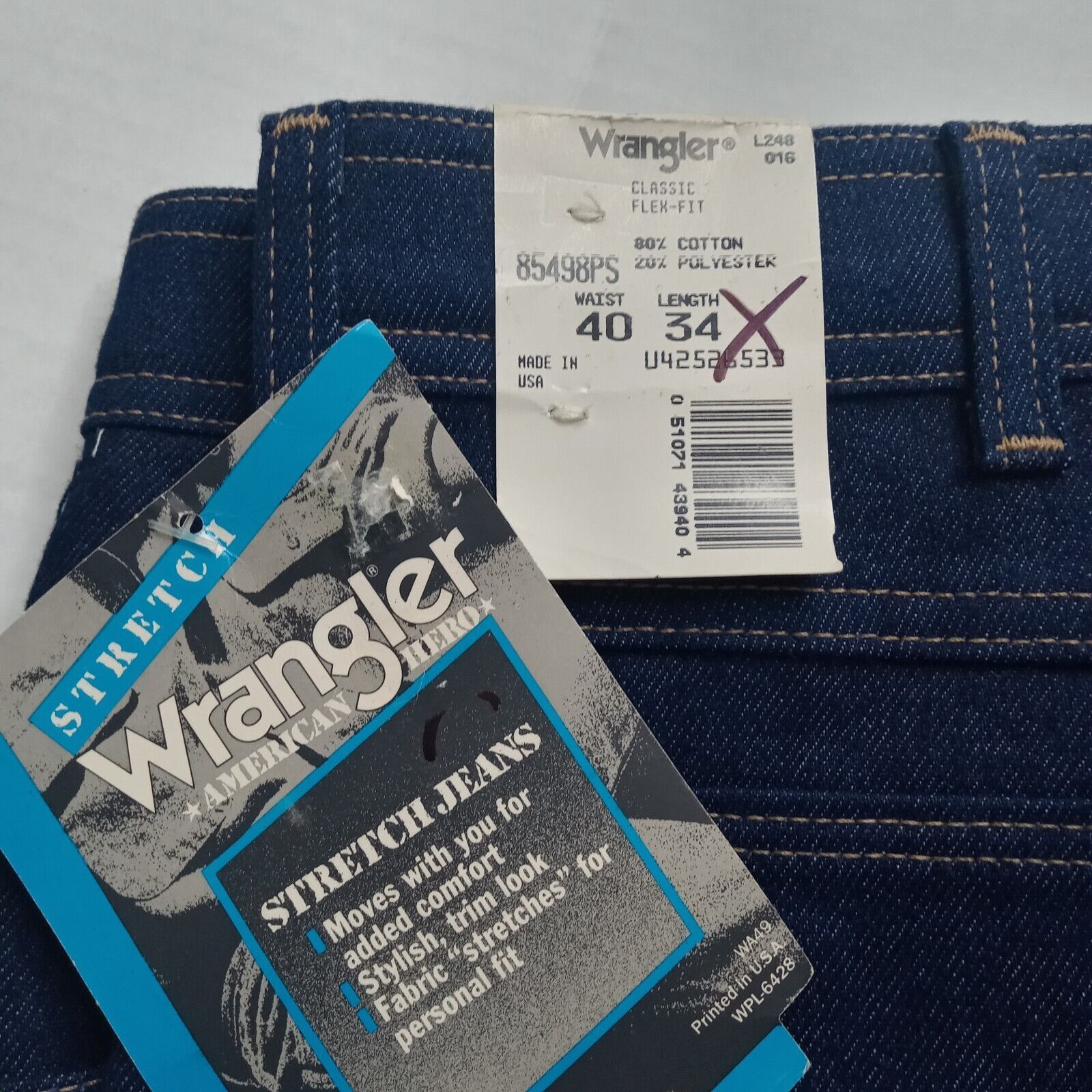 Wrangler Vintage Wrangler Flex Fit Jeans Men's 40x34 Blue Made In USA Size US 40 / EU 56 - 2 Thumbnail
