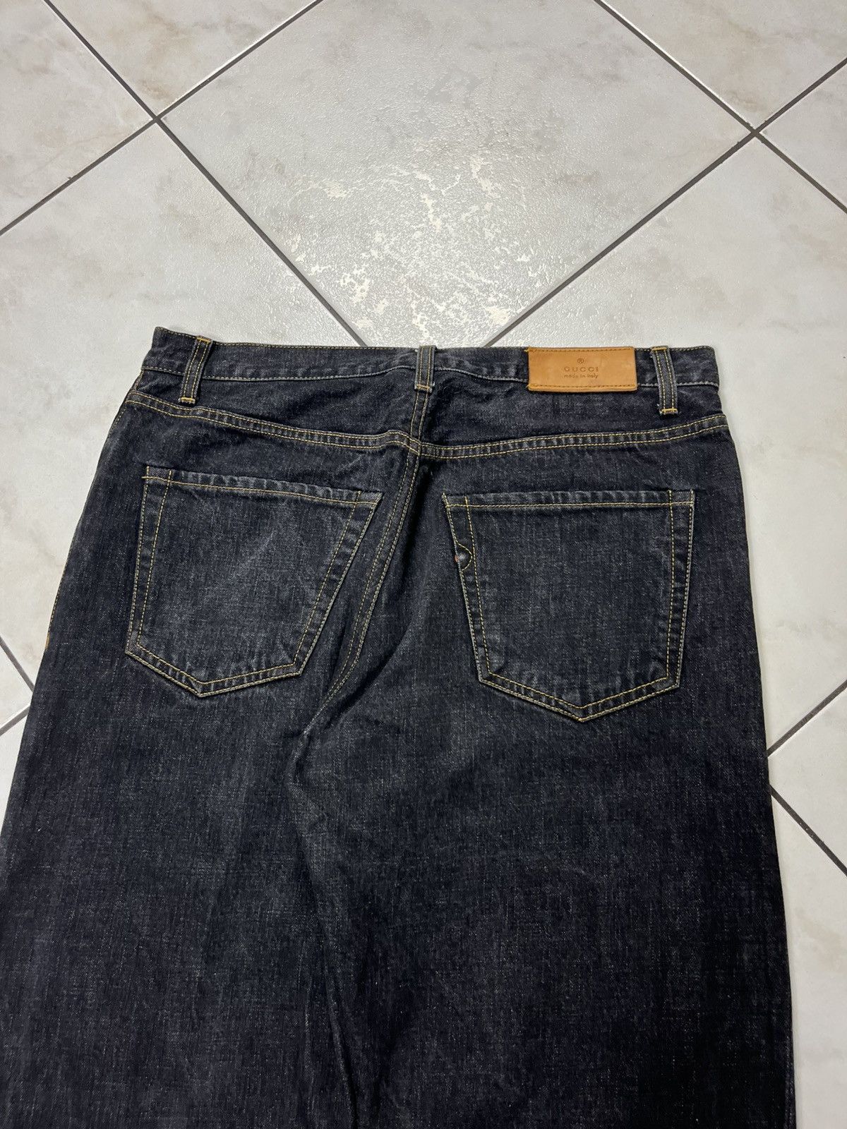 Gucci × Vintage Vintage Gucci regular dark goth raw denim jeans Size US 36 / EU 52 - 15 Thumbnail