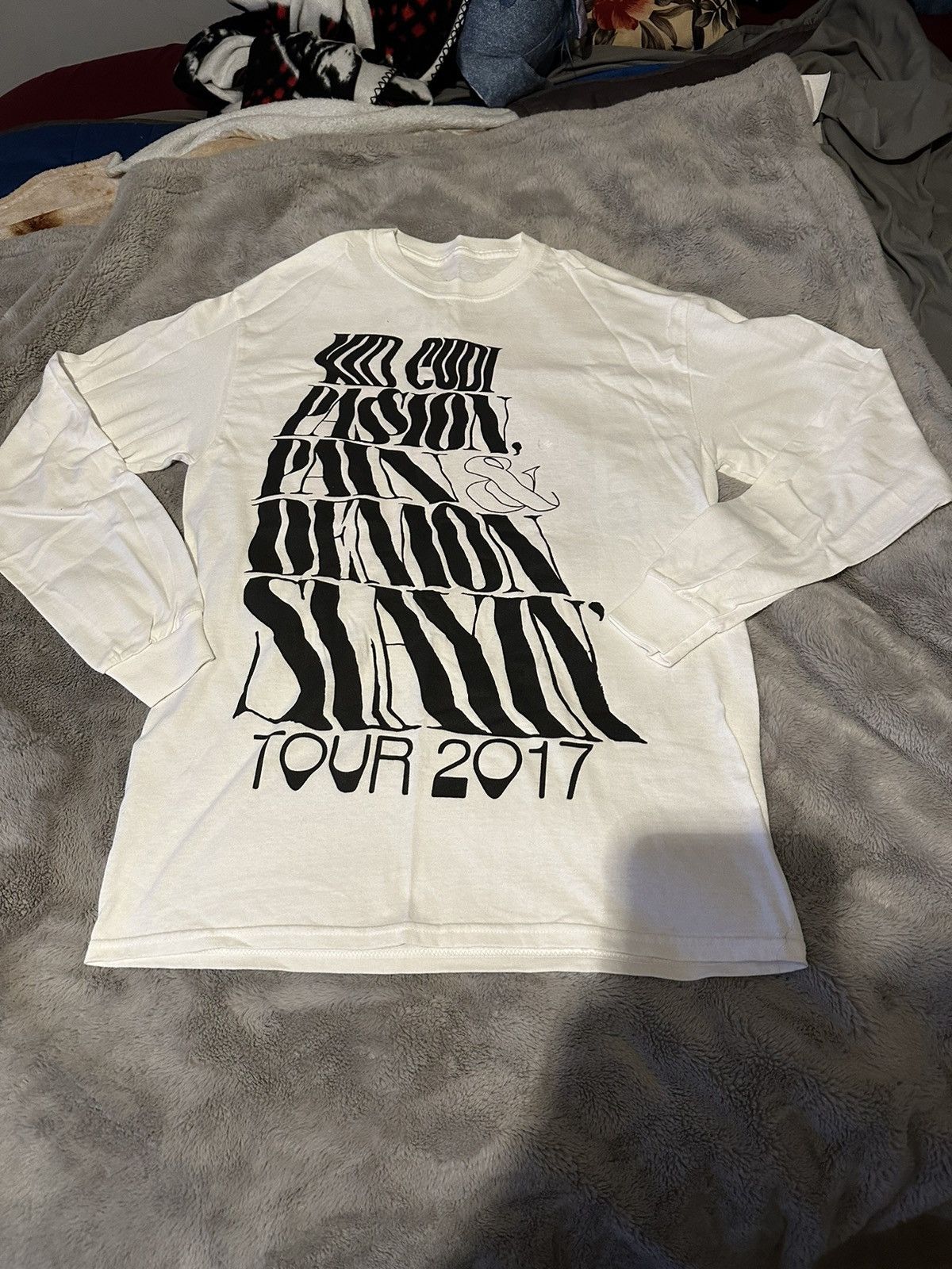 image of Kid Cudi Passion, Pain And Demon Slayin Tour Longsleeve in White (Size Medium)